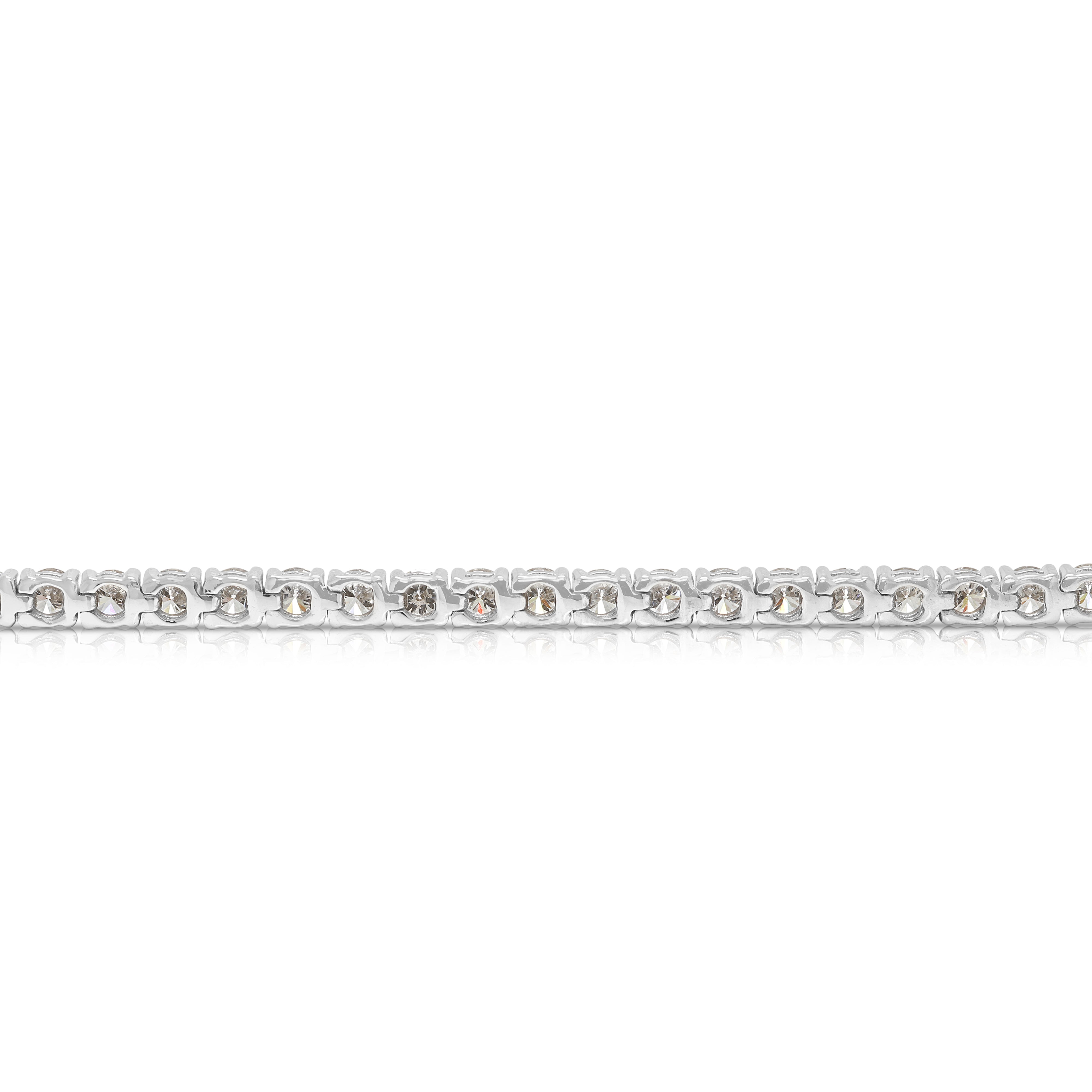 Spectacular Gold Heart 4.70ct Natural Diamond Tennis Bracelet in 18K White Gold