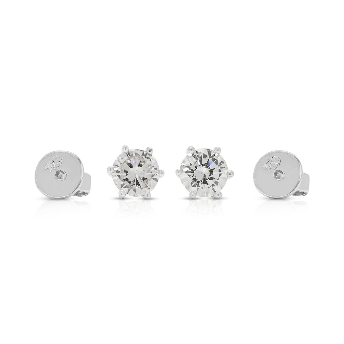 Timeless 0.95ct Round Brilliant Diamond Solitaire Stud Earrings in 18K White Gold