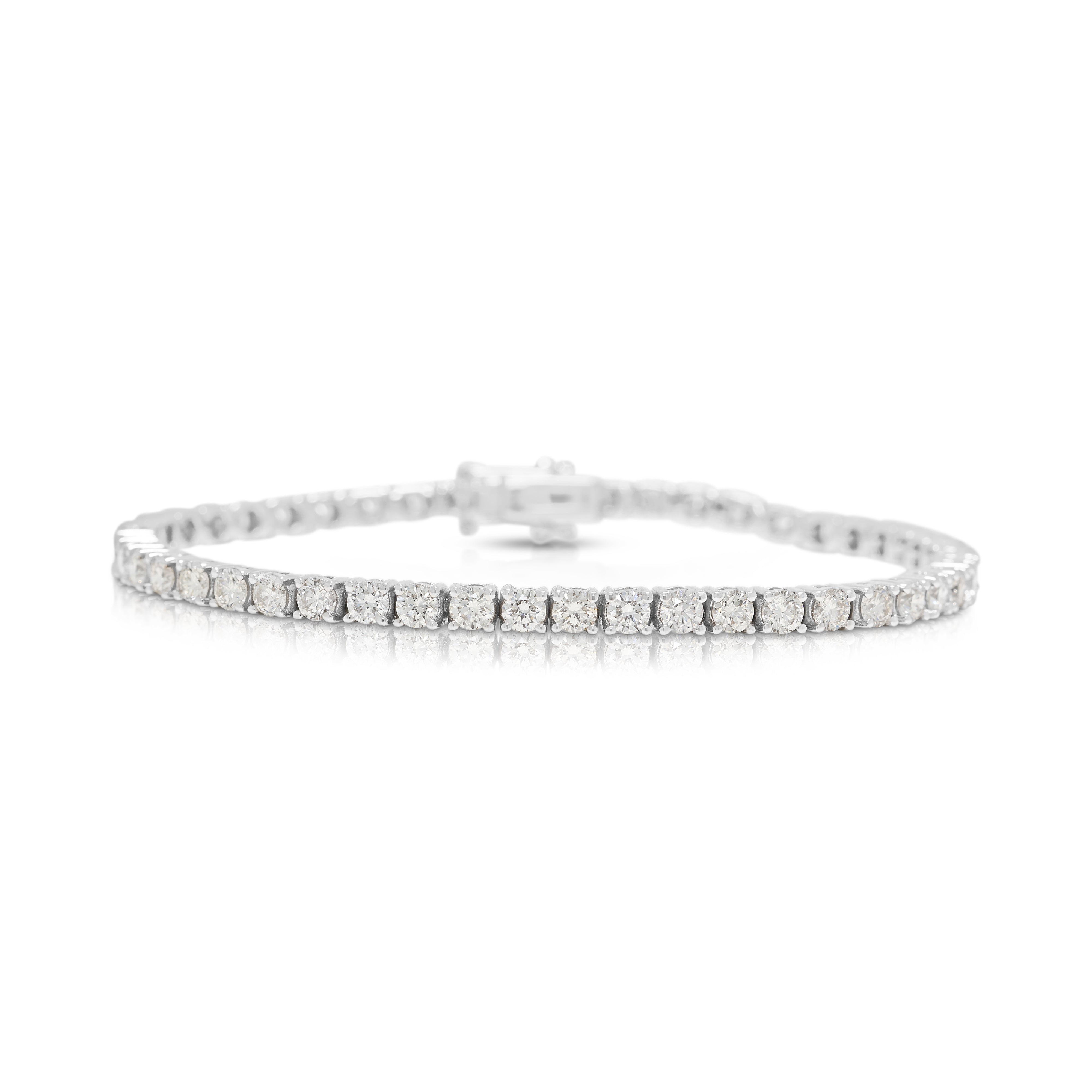 Spectacular Gold Heart 4.70ct Natural Diamond Tennis Bracelet in 18K White Gold