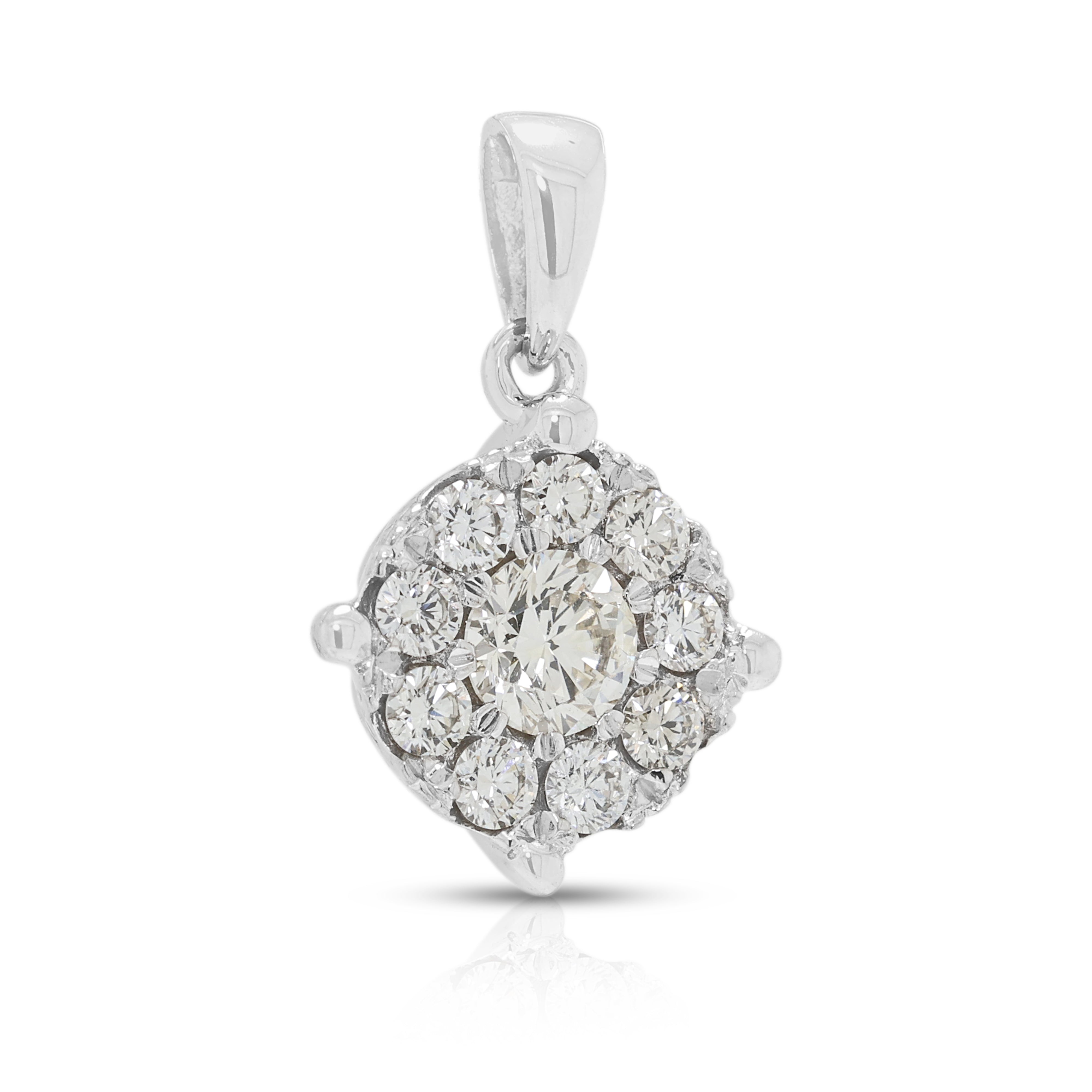 Brilliant Gold Heart 0.30ct Natural Diamond Cluster Pendant in 14K White Gold