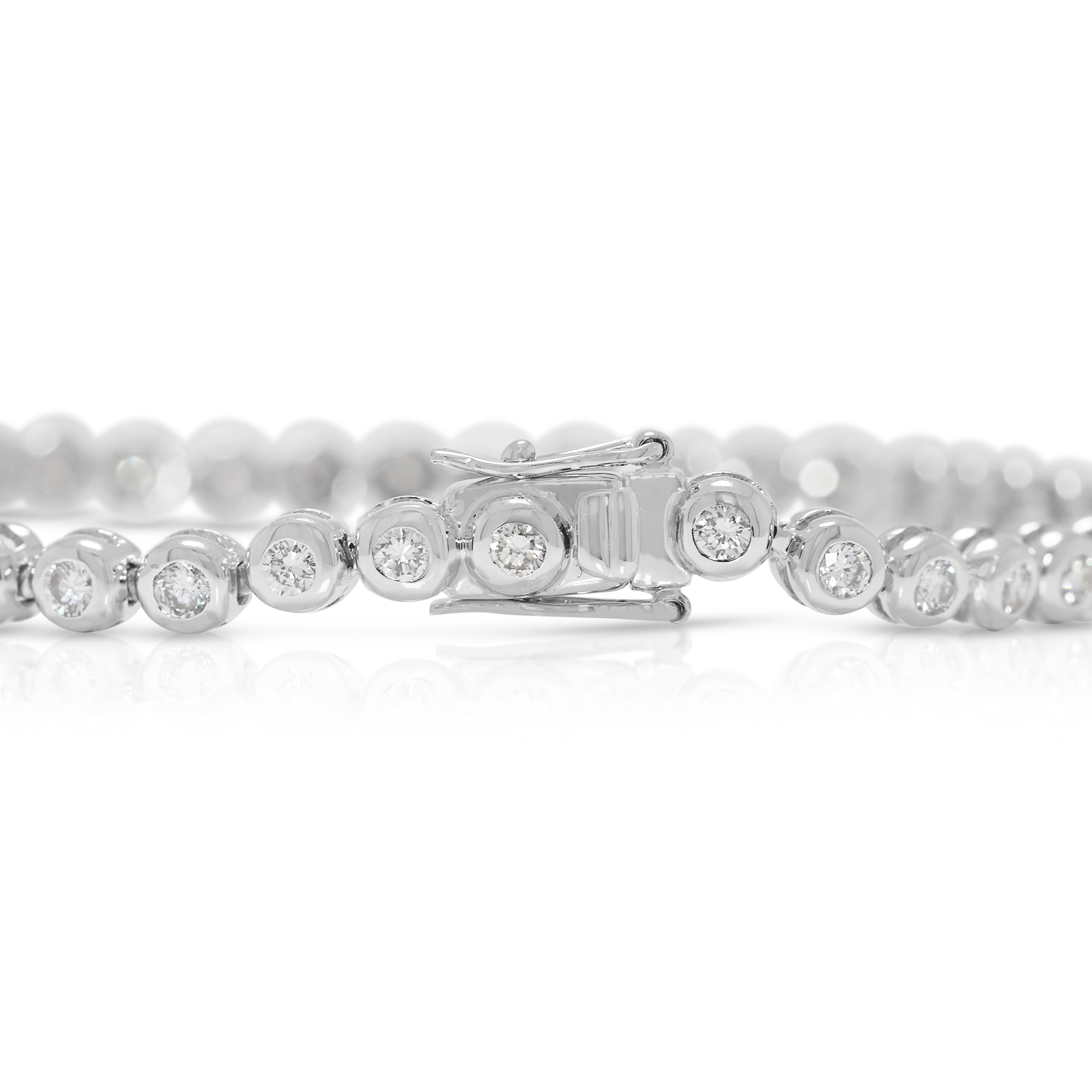 Glittering 0.82ct Natural Diamond Tennis Bracelet in 18K White Gold