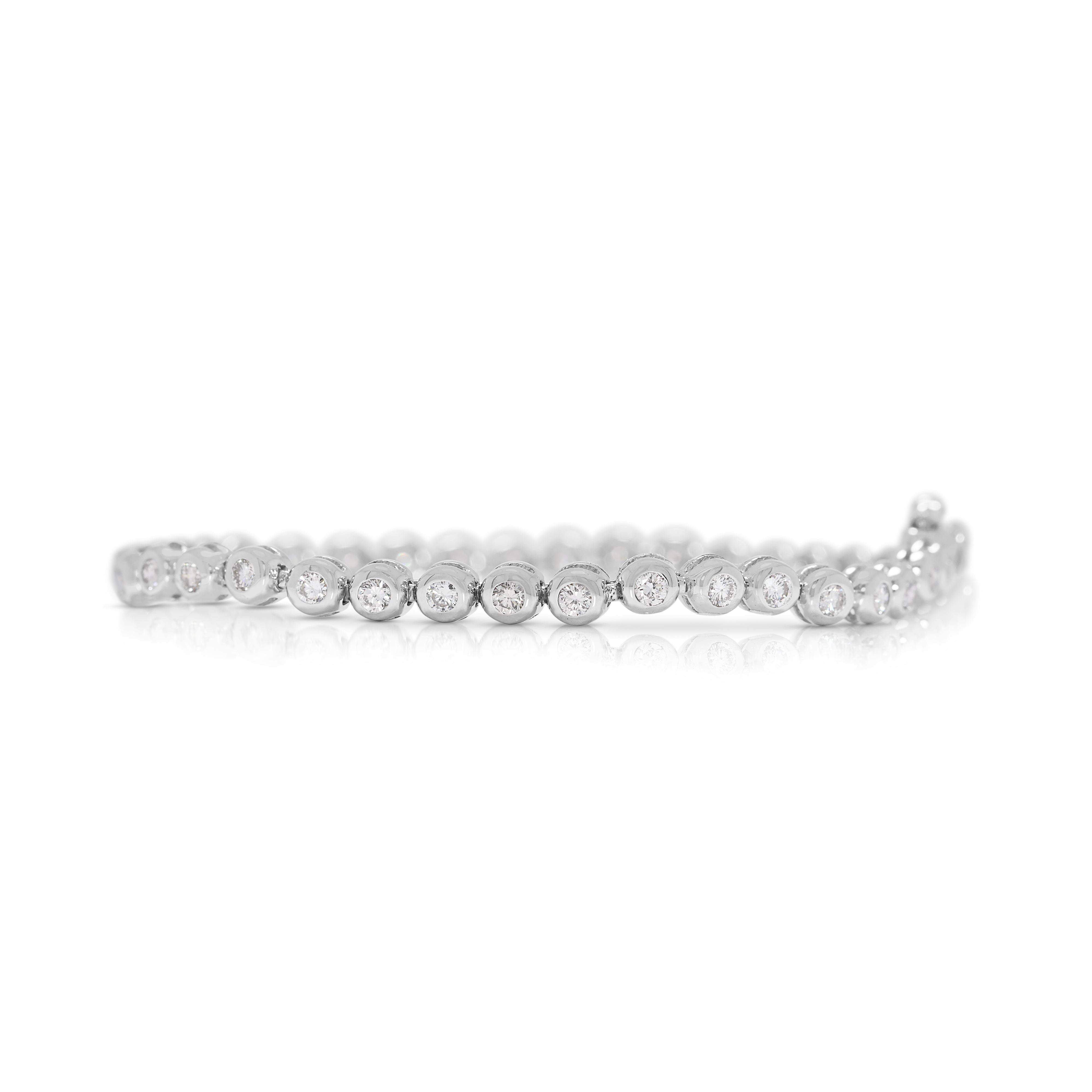 Glittering 0.82ct Natural Diamond Tennis Bracelet in 18K White Gold