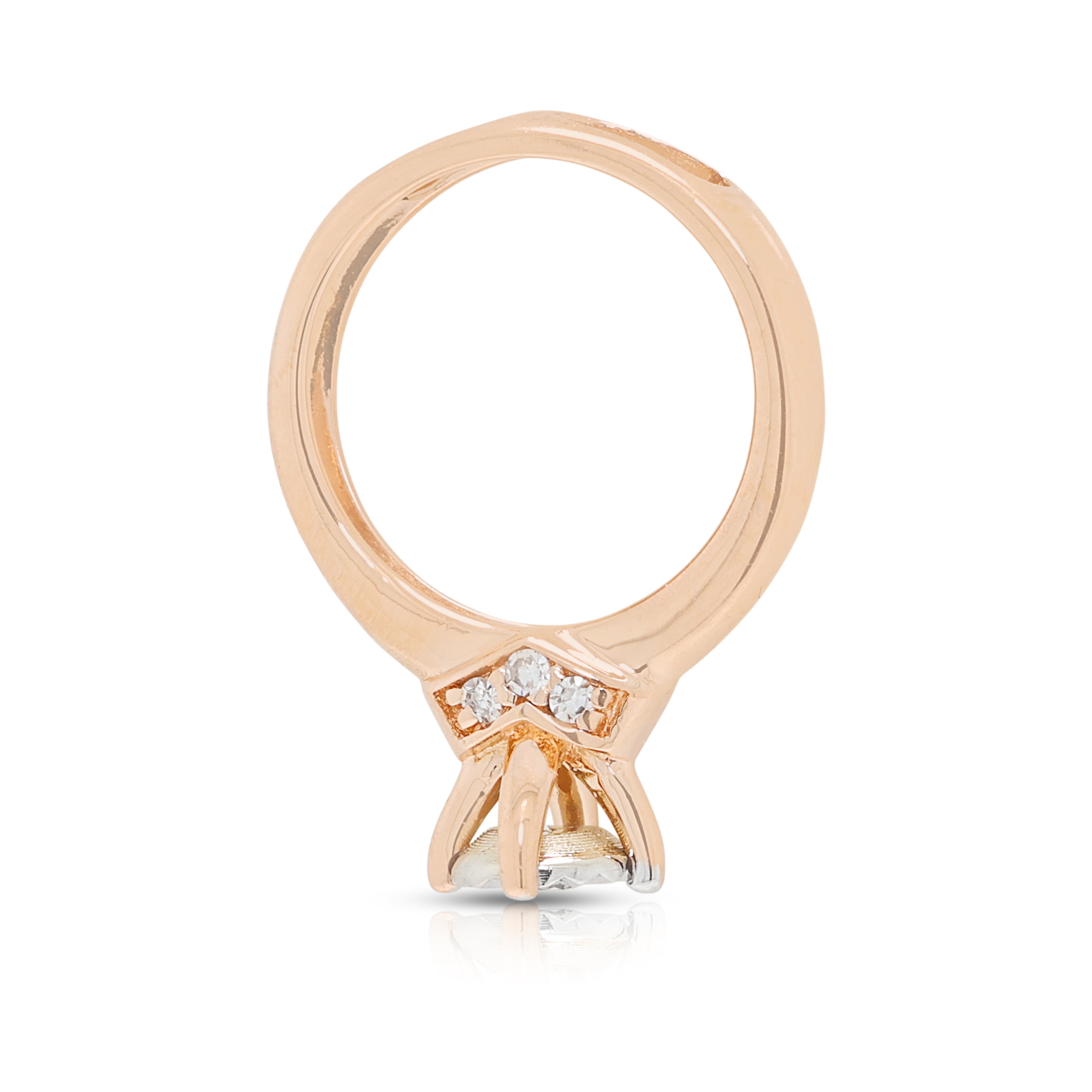 Exquisite 0.04ct Natural Diamond Miniature Ring Pendant in 14K Rose Gold