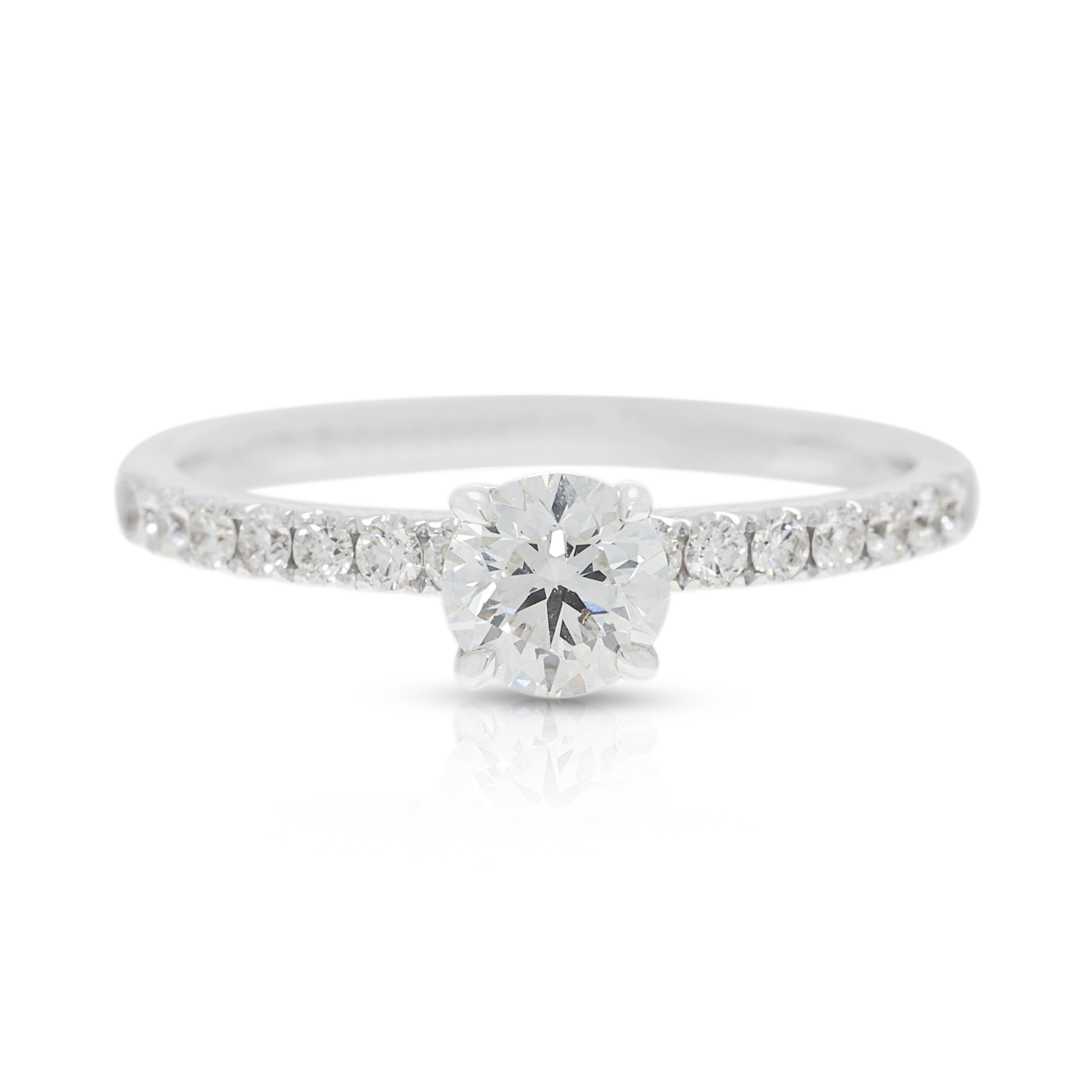 Exquisite 0.71ct Natural Diamond Ring in 18K White Gold (Unworn) by Michael Trio - GIA Certified