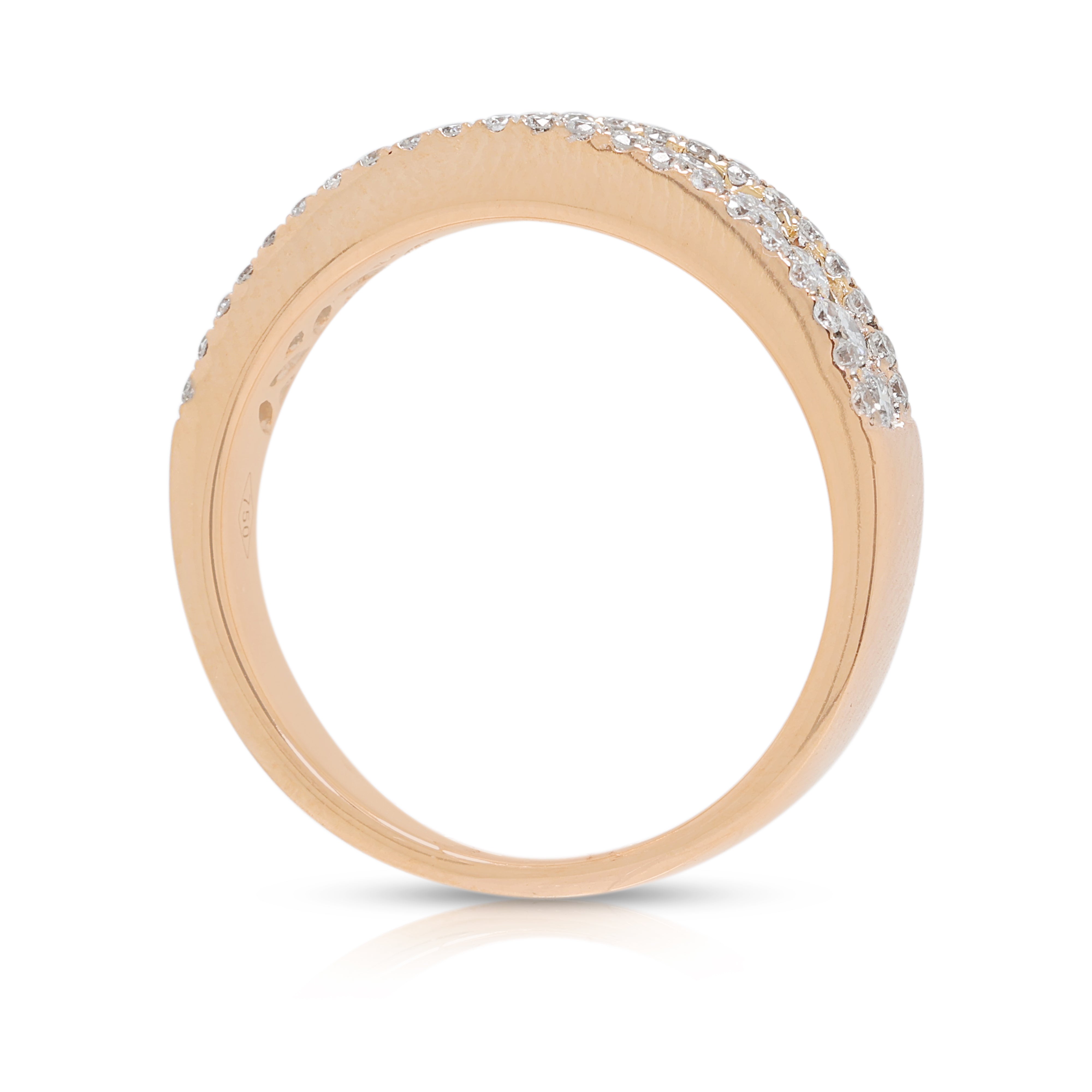 Splendid 0.40ct Natural Diamond Three-Row Ring in 18K Rose Gold