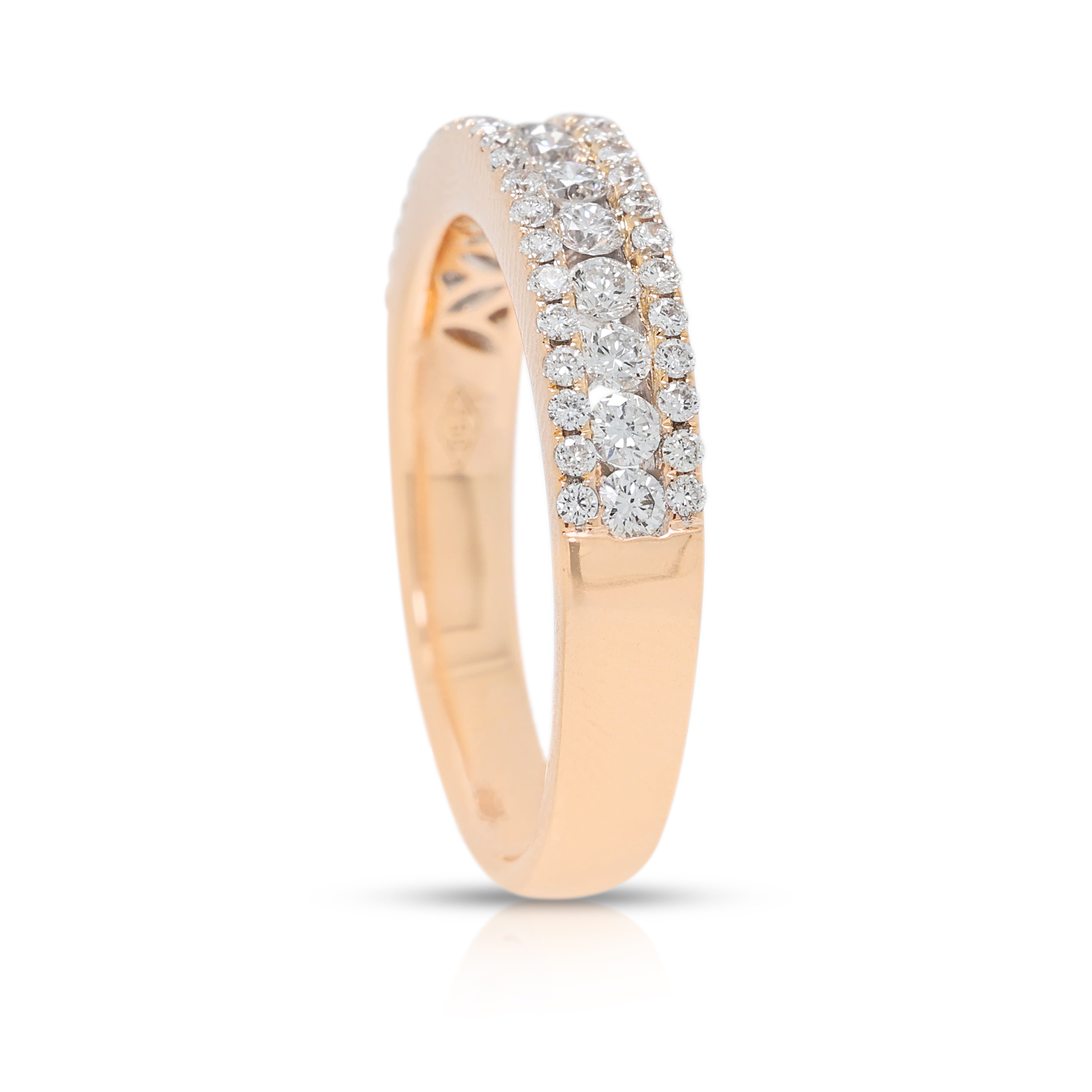 Splendid 0.40ct Natural Diamond Three-Row Ring in 18K Rose Gold