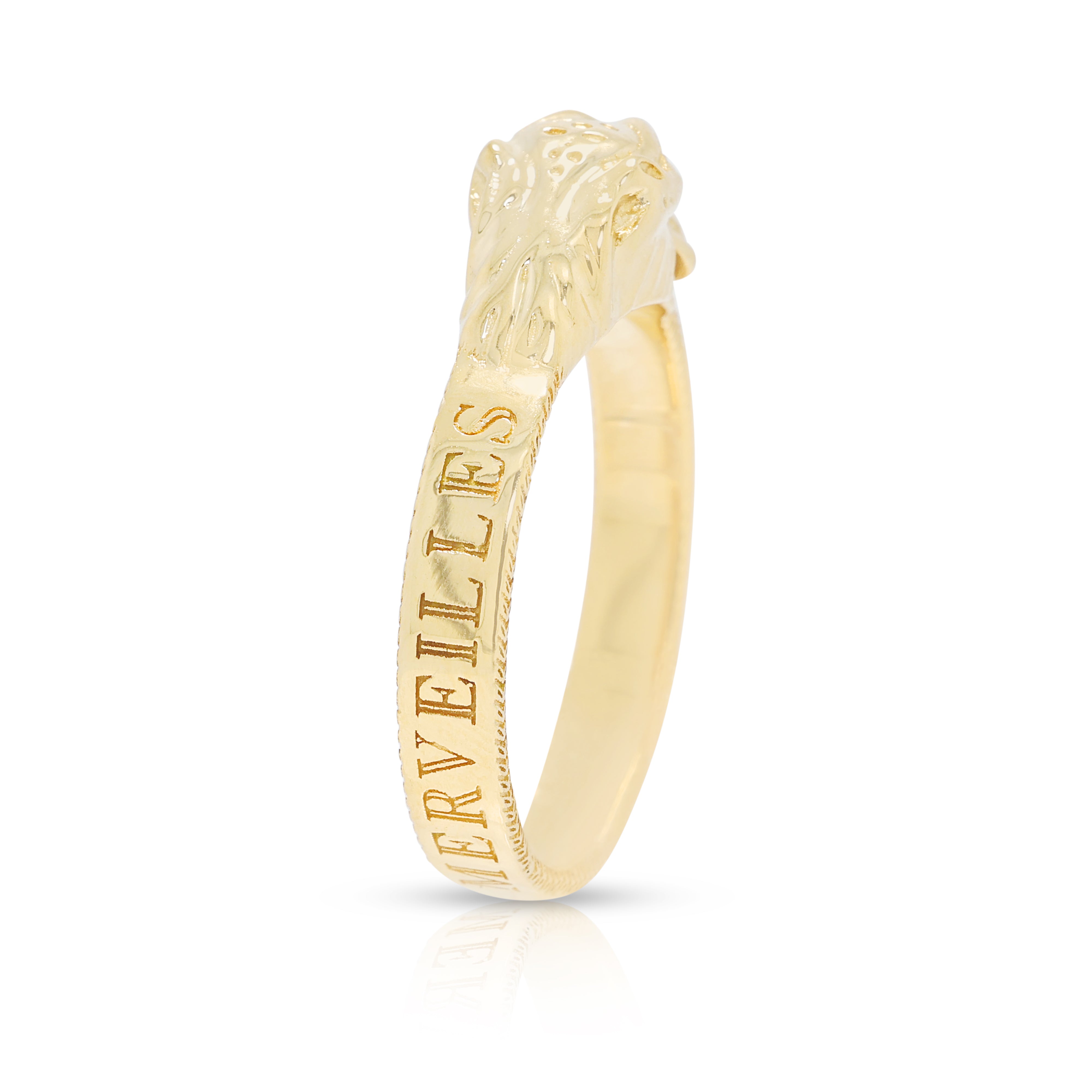 Spectacular Gucci Le Marché des Merveilles 0.01 ct Natural Diamond Feline Head Ring in 18K Yellow Gold