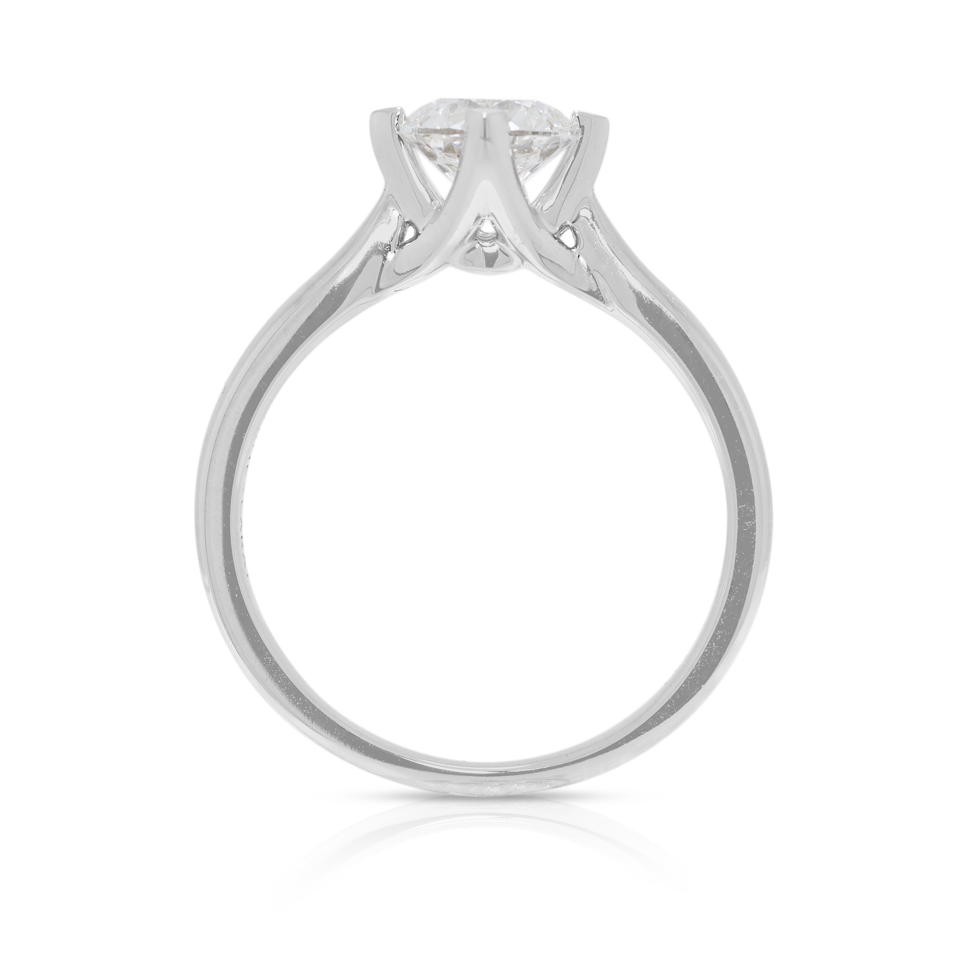 Dazzling 1.00ct Lab-Grown Diamond Solitaire 18K White Gold Ring (Unworn)
