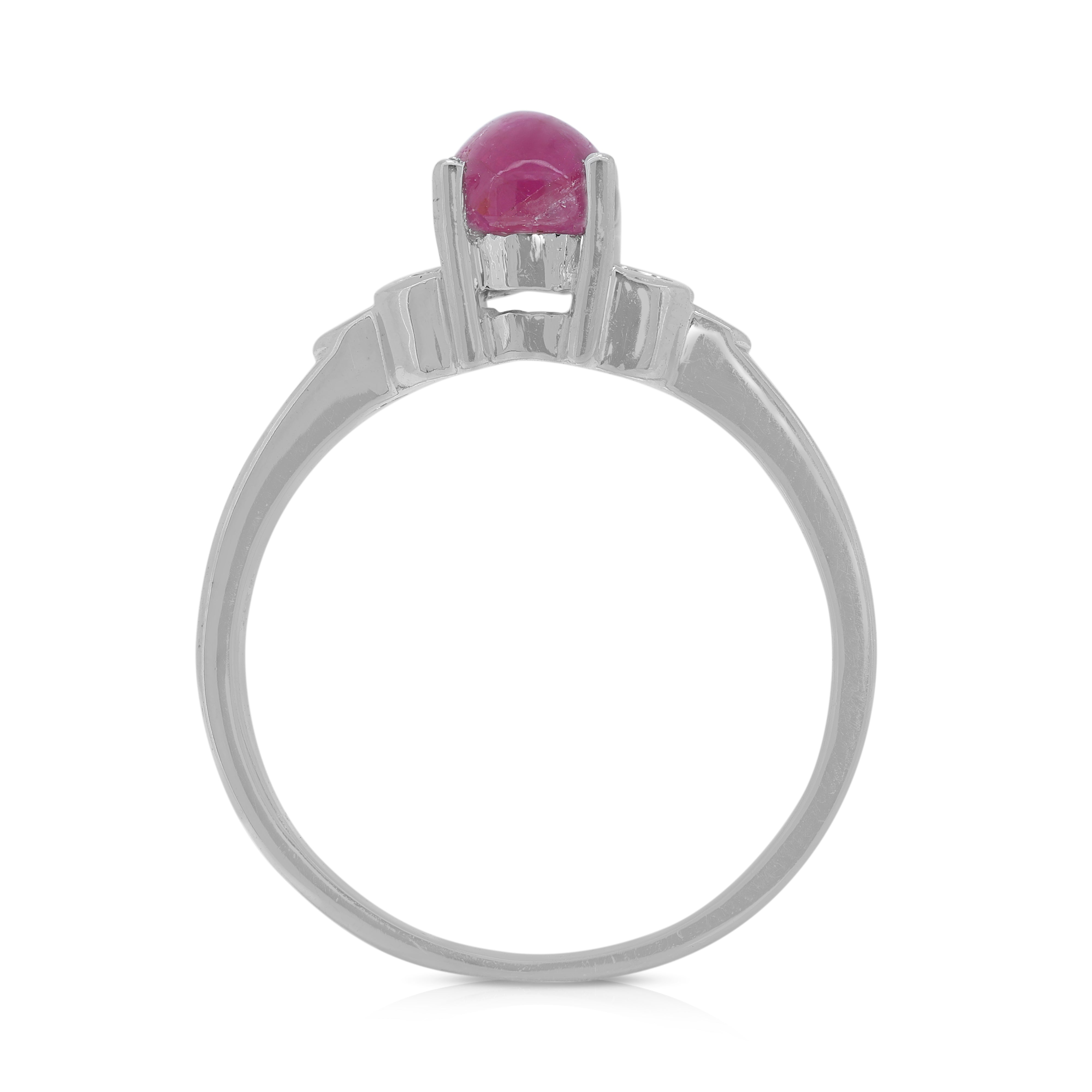 Stunning 1 carat and 27 points Sapphire and Natural Diamond Ring in 18K White Gold