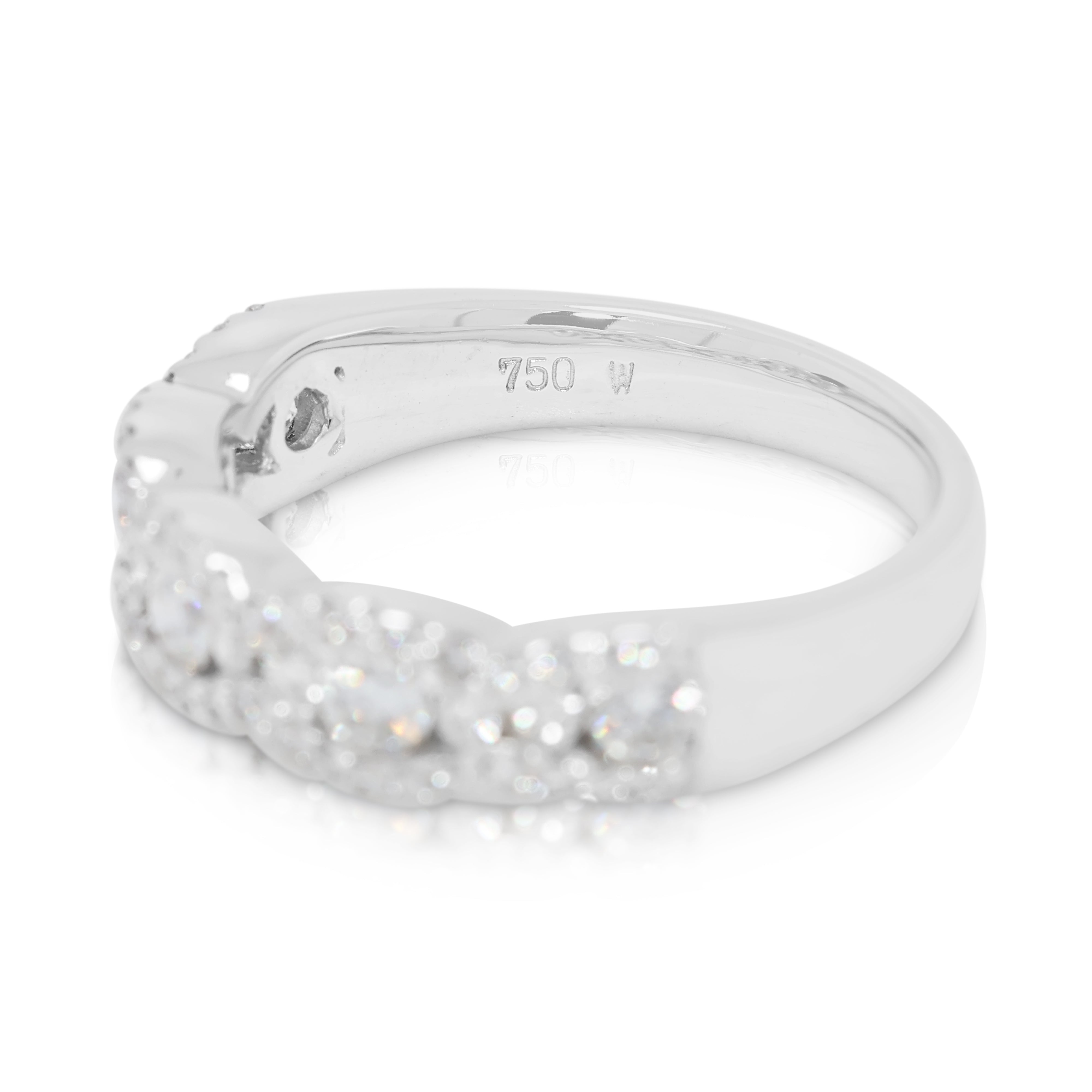 Elegant 0.65ct Natural Diamond Cluster Ring in 18K White Gold