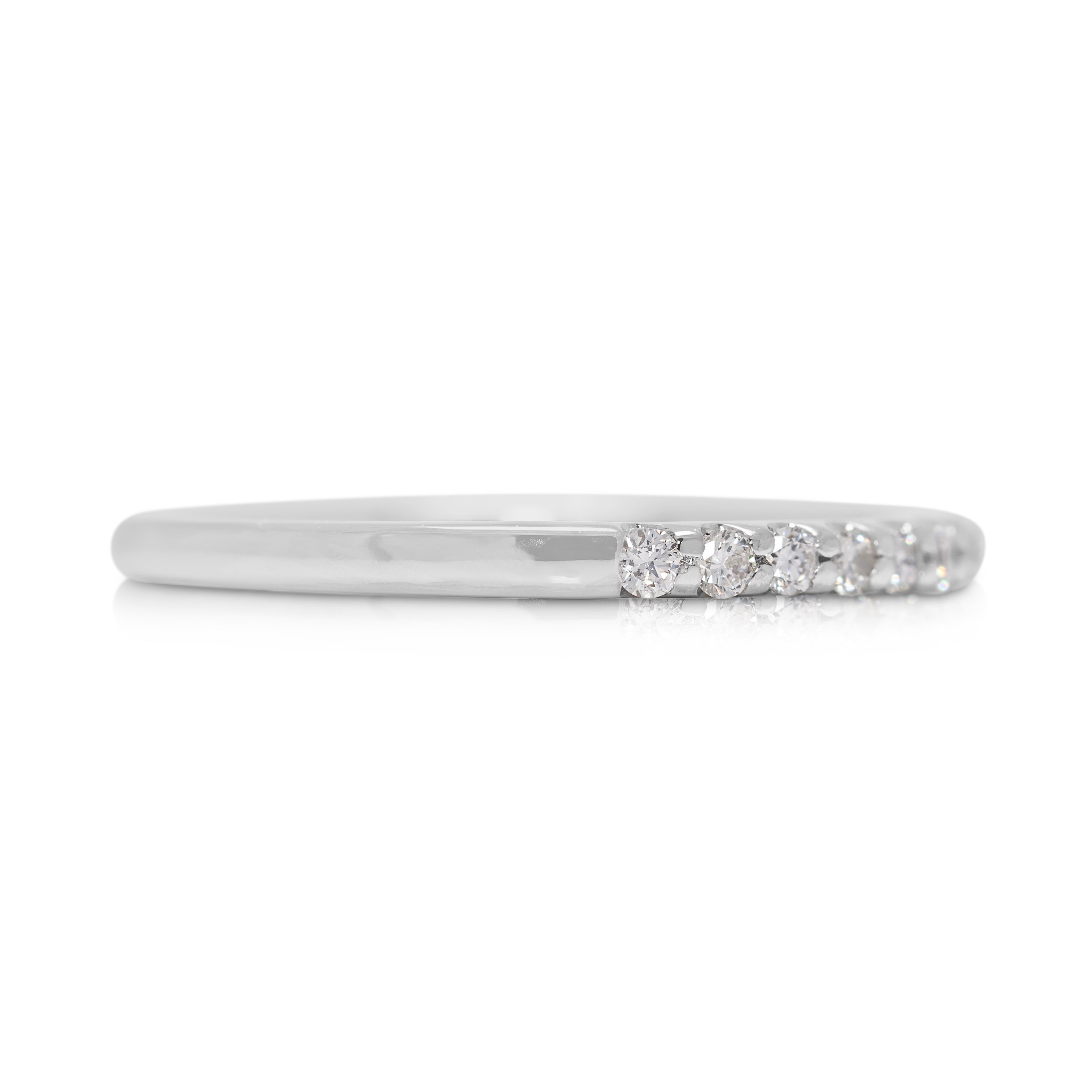Dazzling 0.2ct Natural Diamond Prong-Set Half Eternity Ring in 18K White Gold