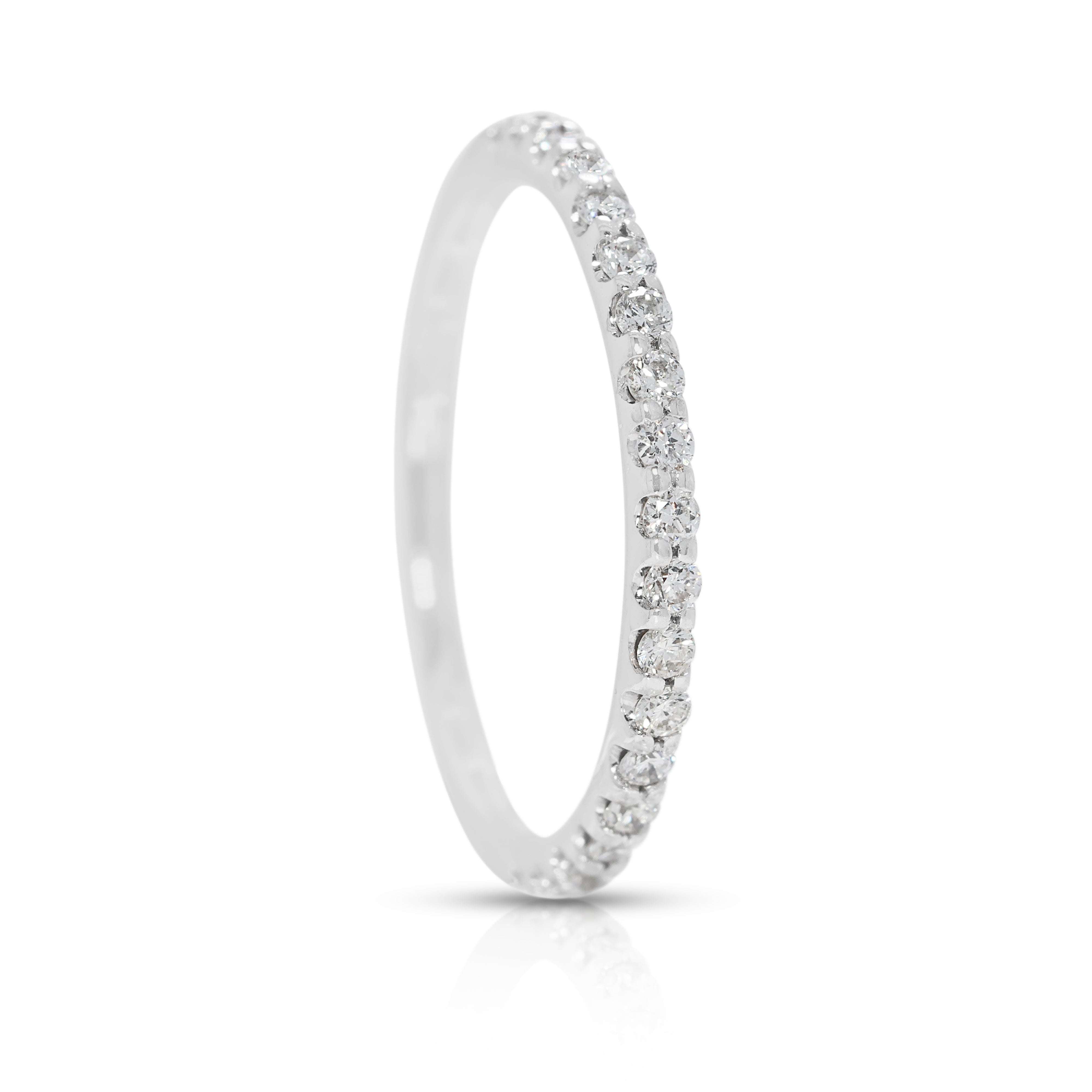 Dazzling 0.2ct Natural Diamond Prong-Set Half Eternity Ring in 18K White Gold