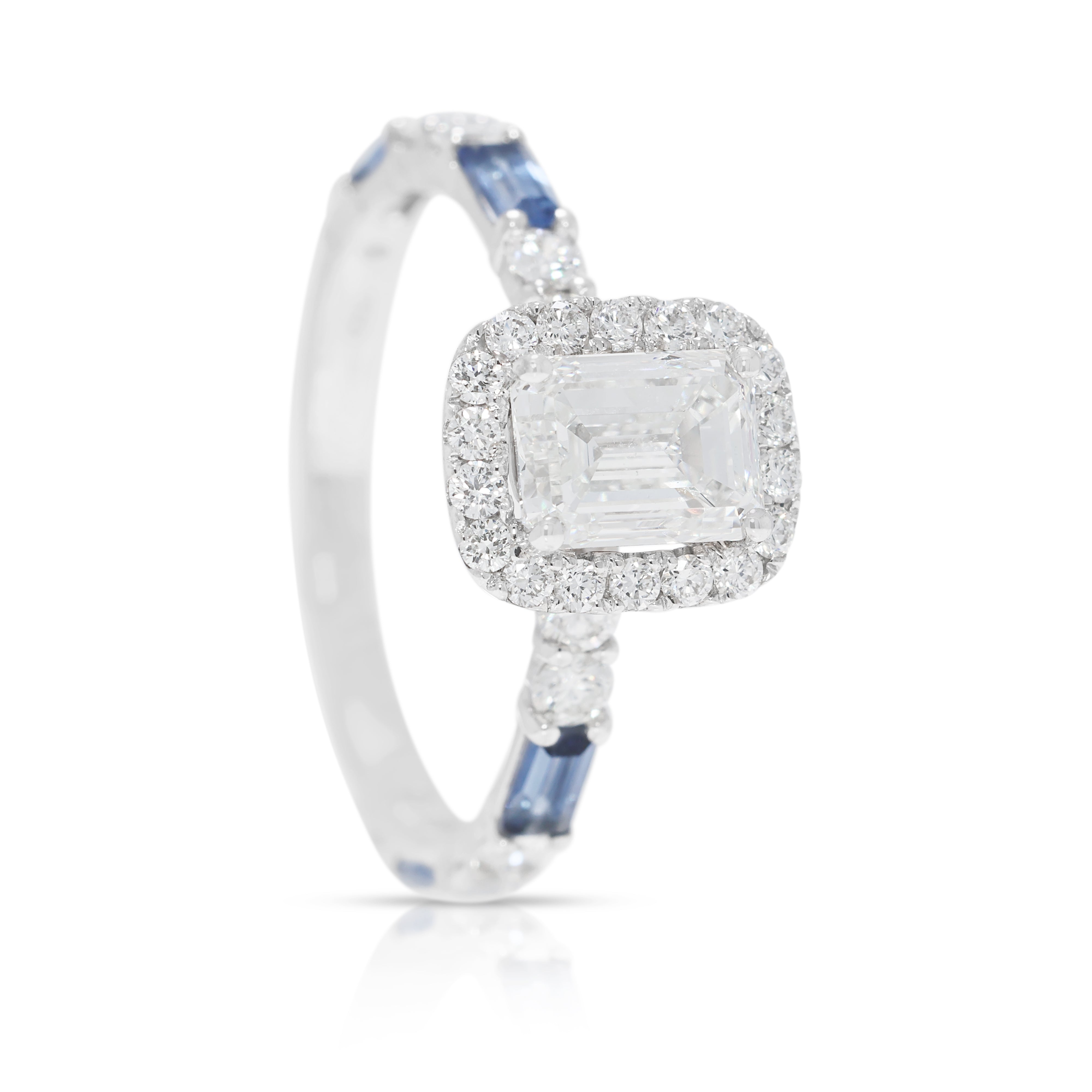 Breathtaking 1.80ct Natural Diamond & Sapphire 18K White Gold Ring - GIA Certified