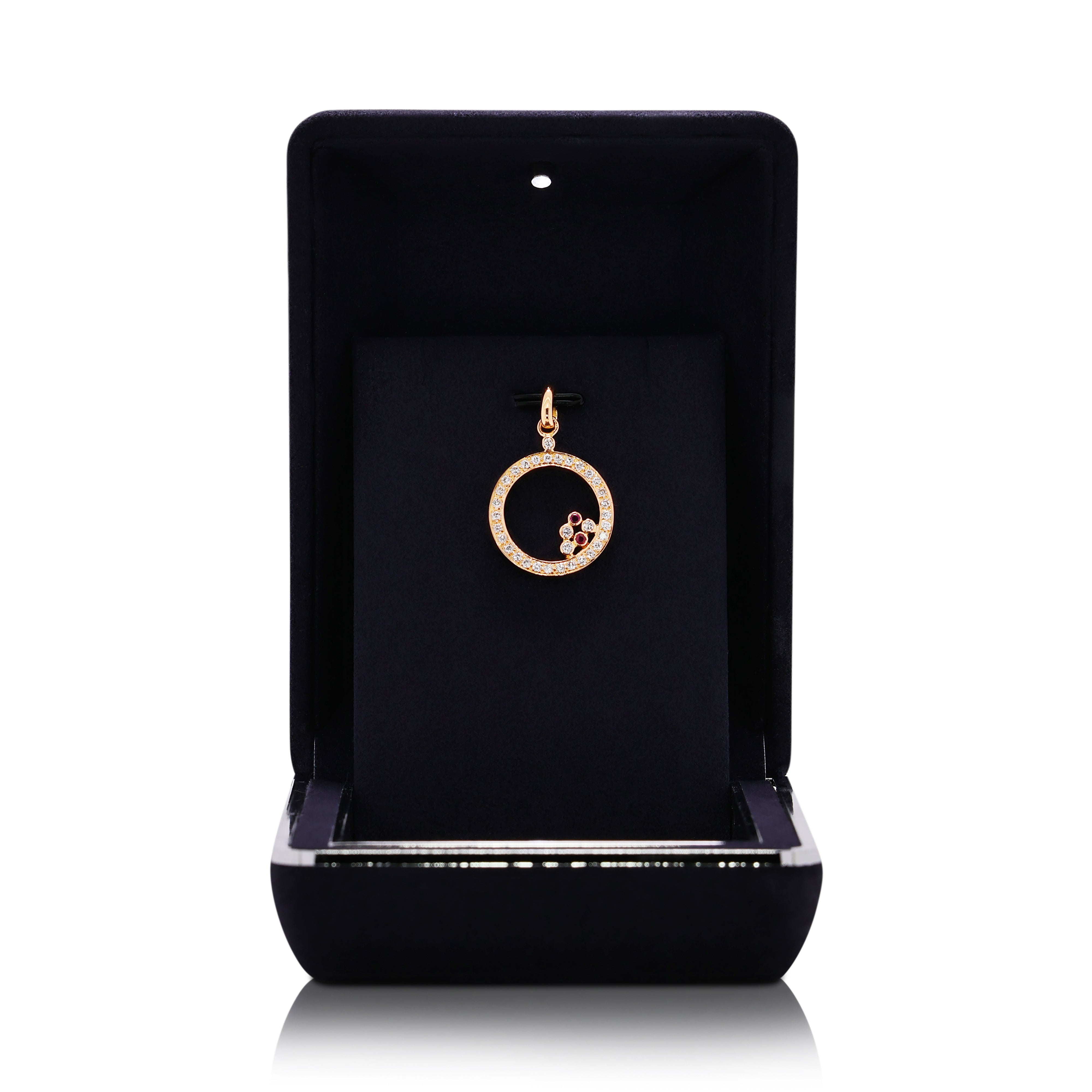 Vibrant 0.46ct Natural Diamond & Ruby 18K Yellow Gold Pendant (Unworn)