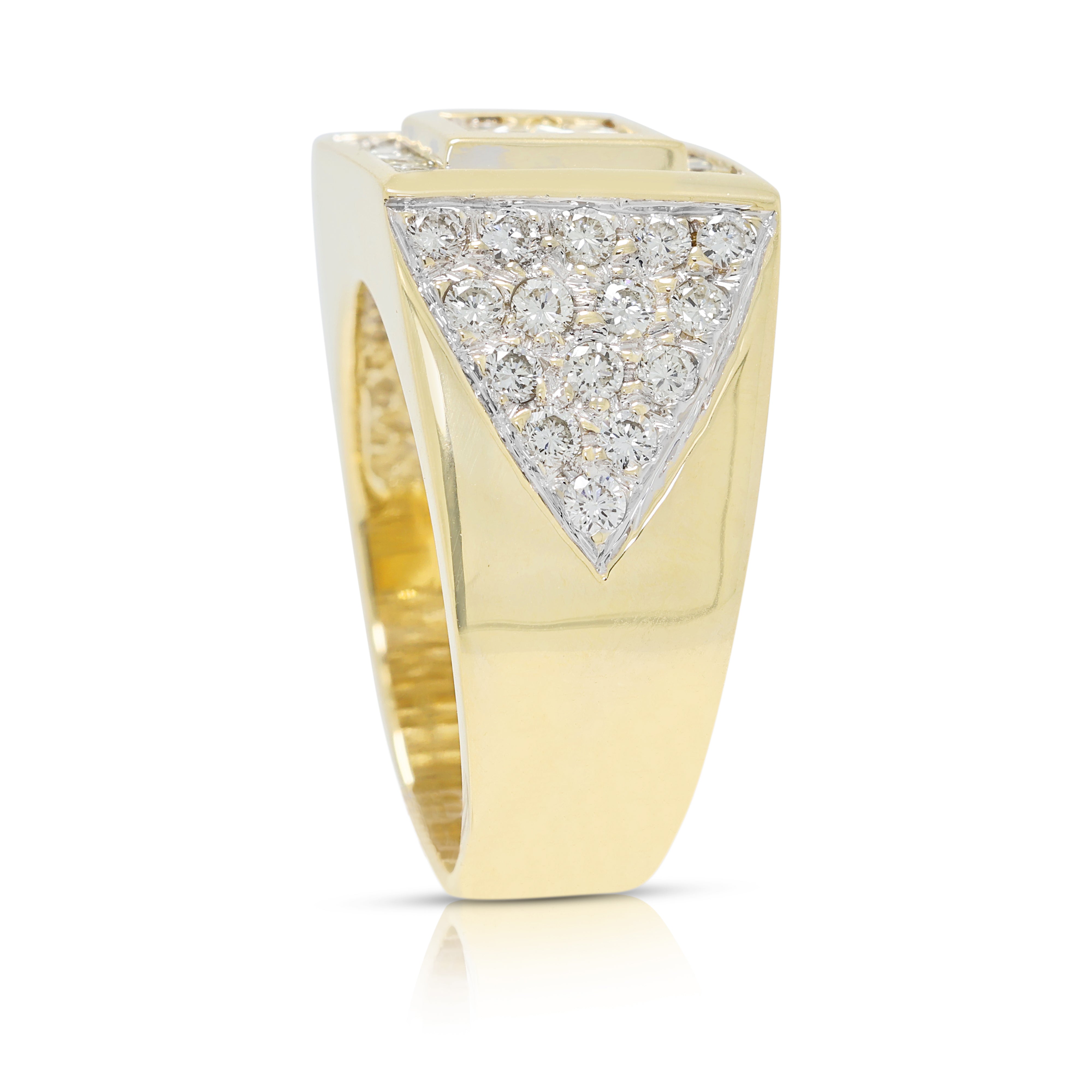 Distinguished 2.15ct Natural Diamond Men's Ring in 14K Yellow Gold