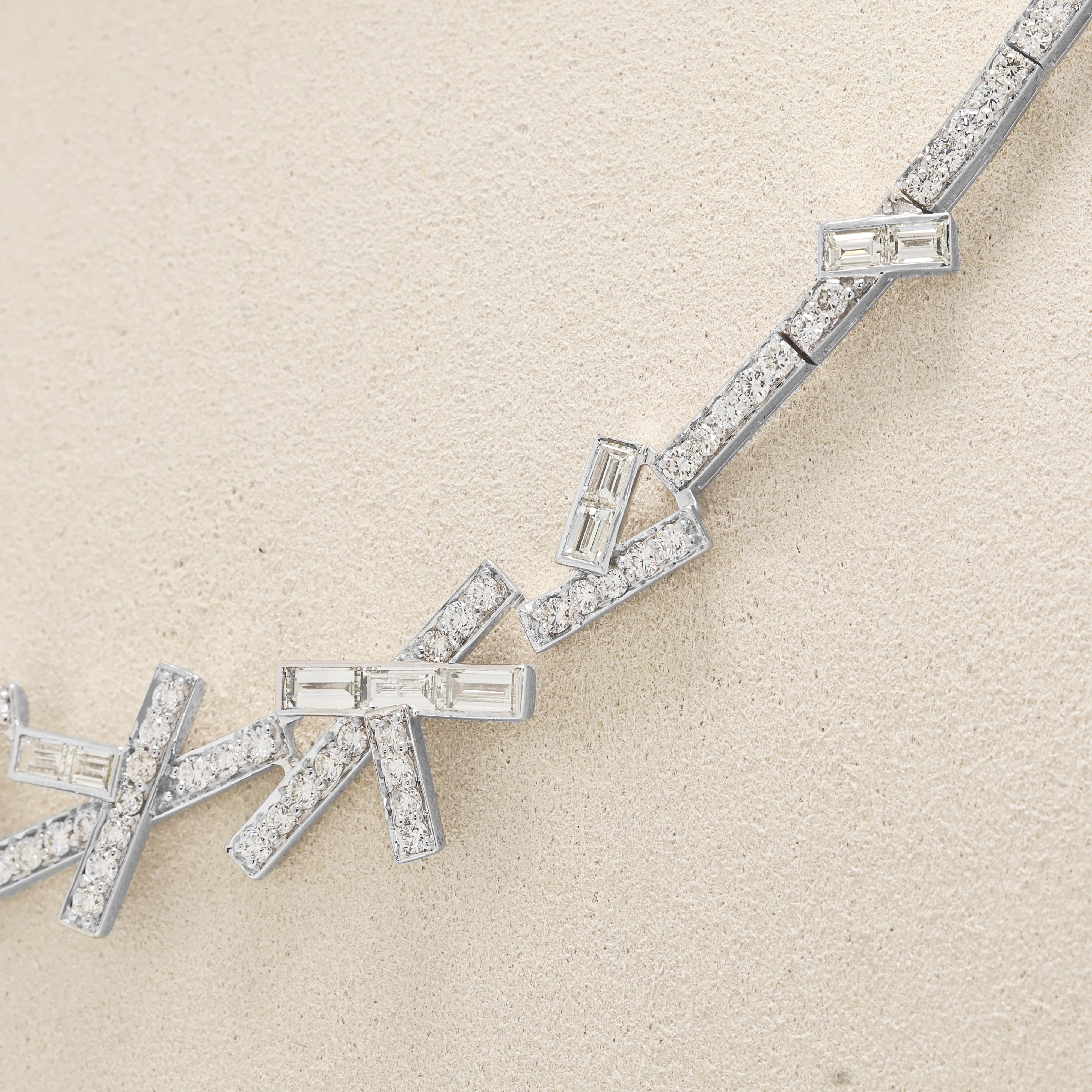 Spectacular 6.30ct Natural Diamond Geometric Necklace in 18K White Gold - GSI Certified