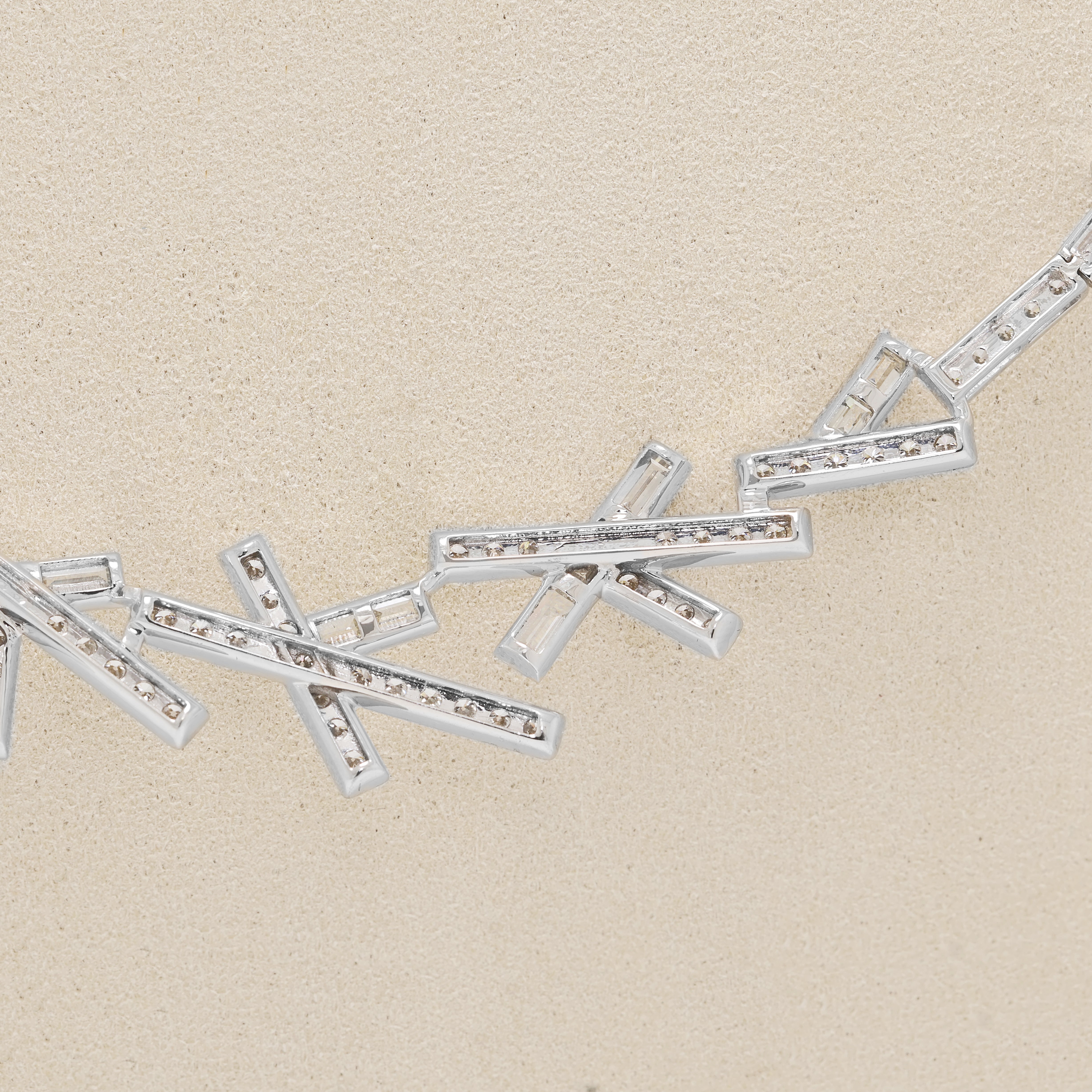 Spectacular 6.30ct Natural Diamond Geometric Necklace in 18K White Gold - GSI Certified