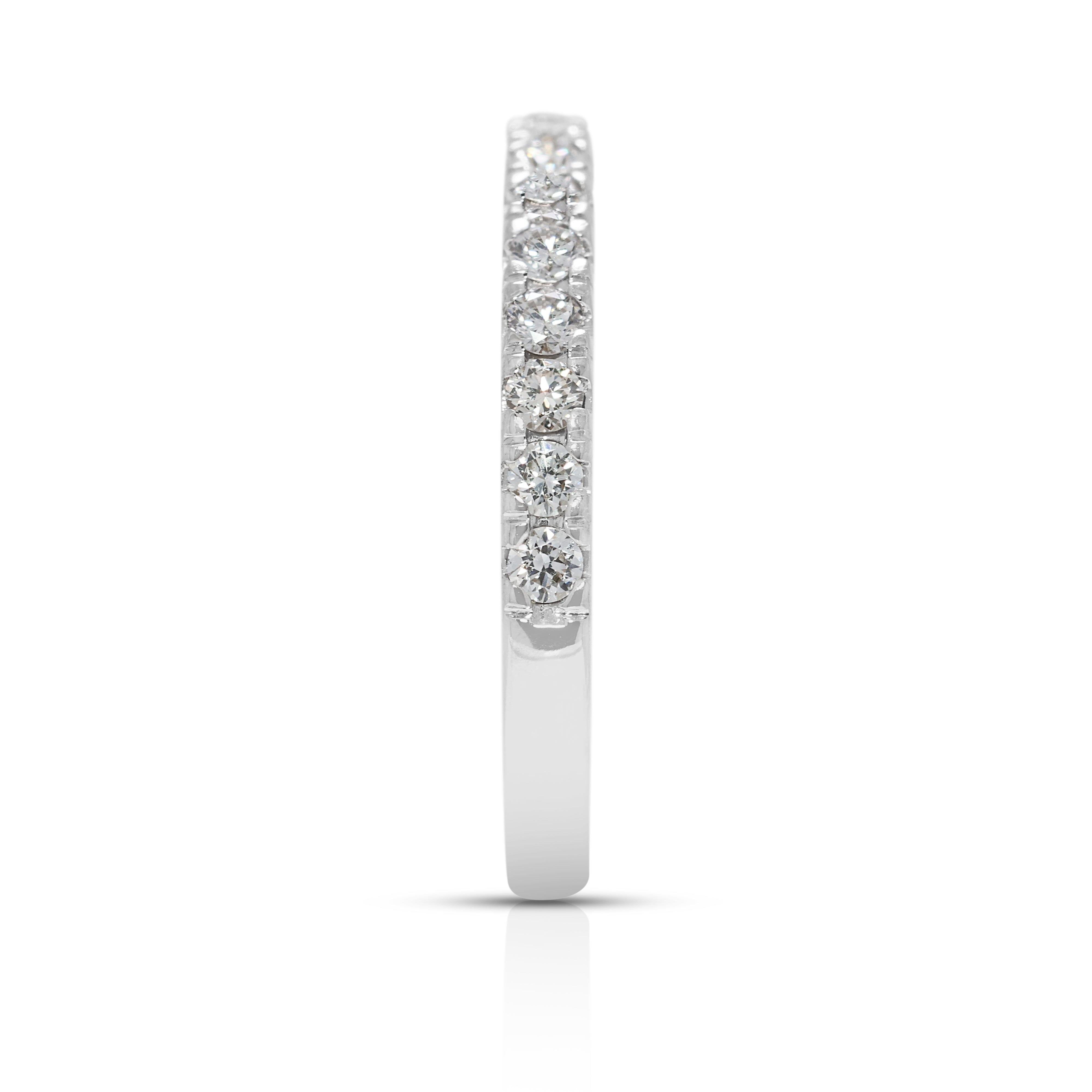 Timeless 0.3ct Half-Eternity Natural Diamond Ring in 18K White Gold