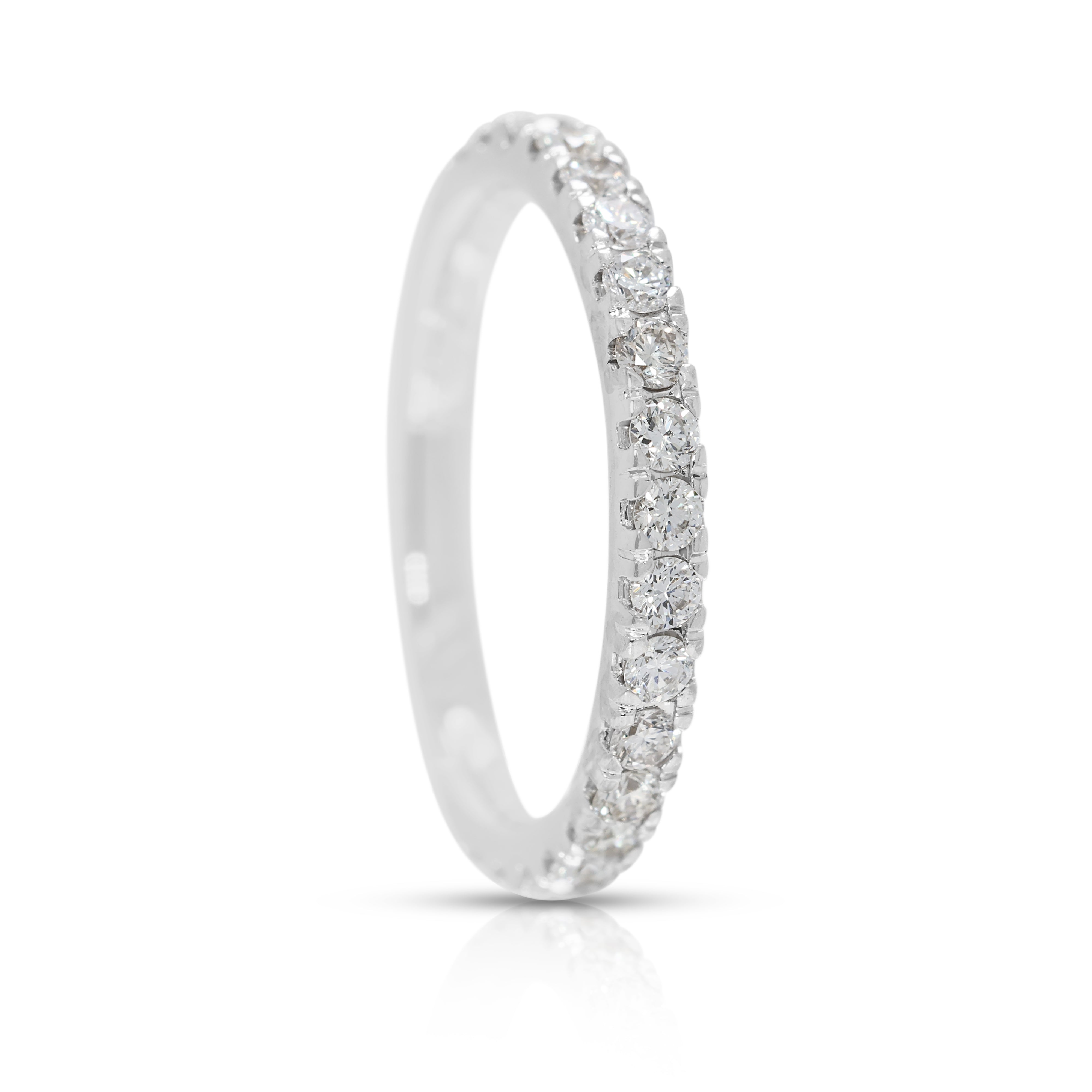 Timeless 0.3ct Half-Eternity Natural Diamond Ring in 18K White Gold