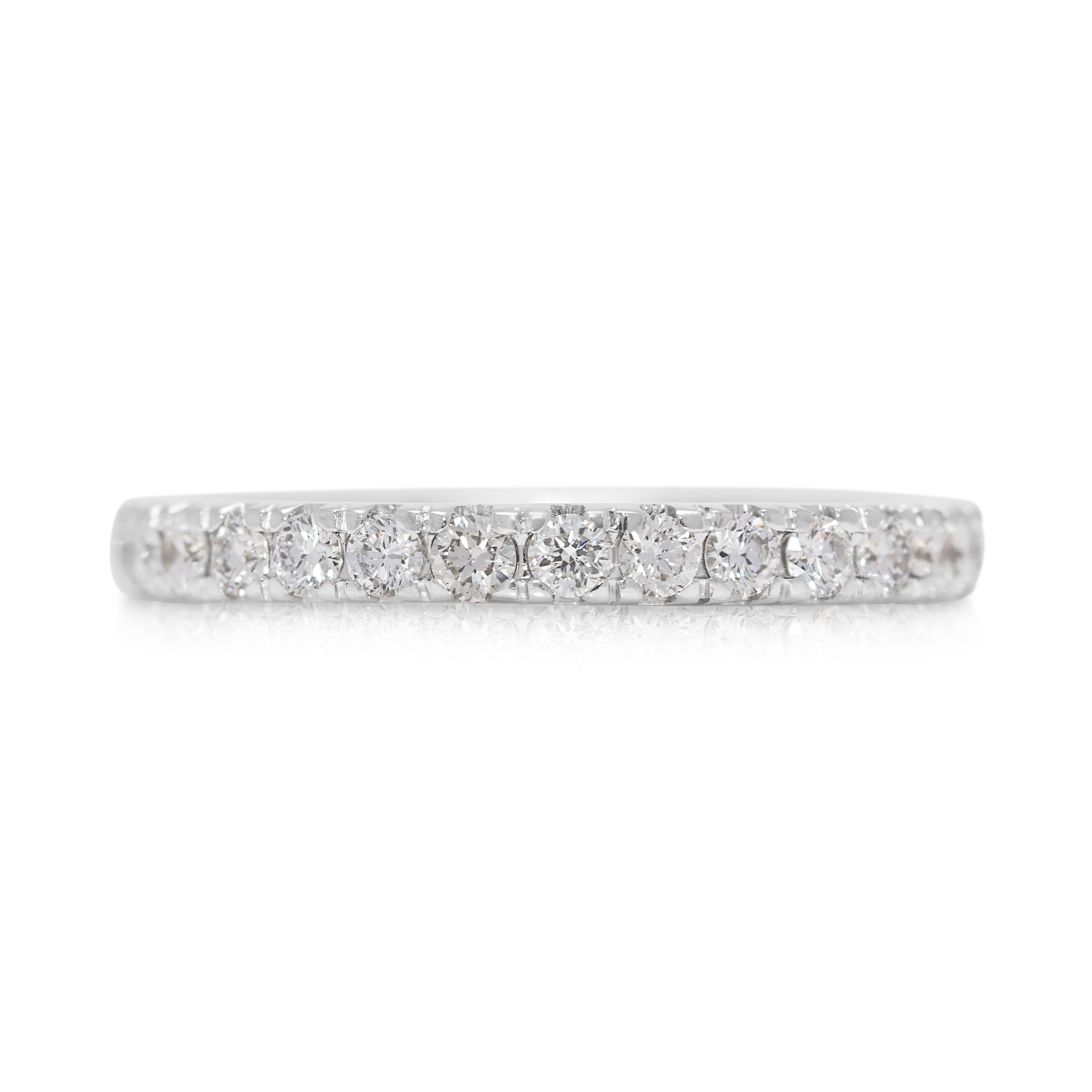 Timeless 0.3ct Half-Eternity Natural Diamond Ring in 18K White Gold