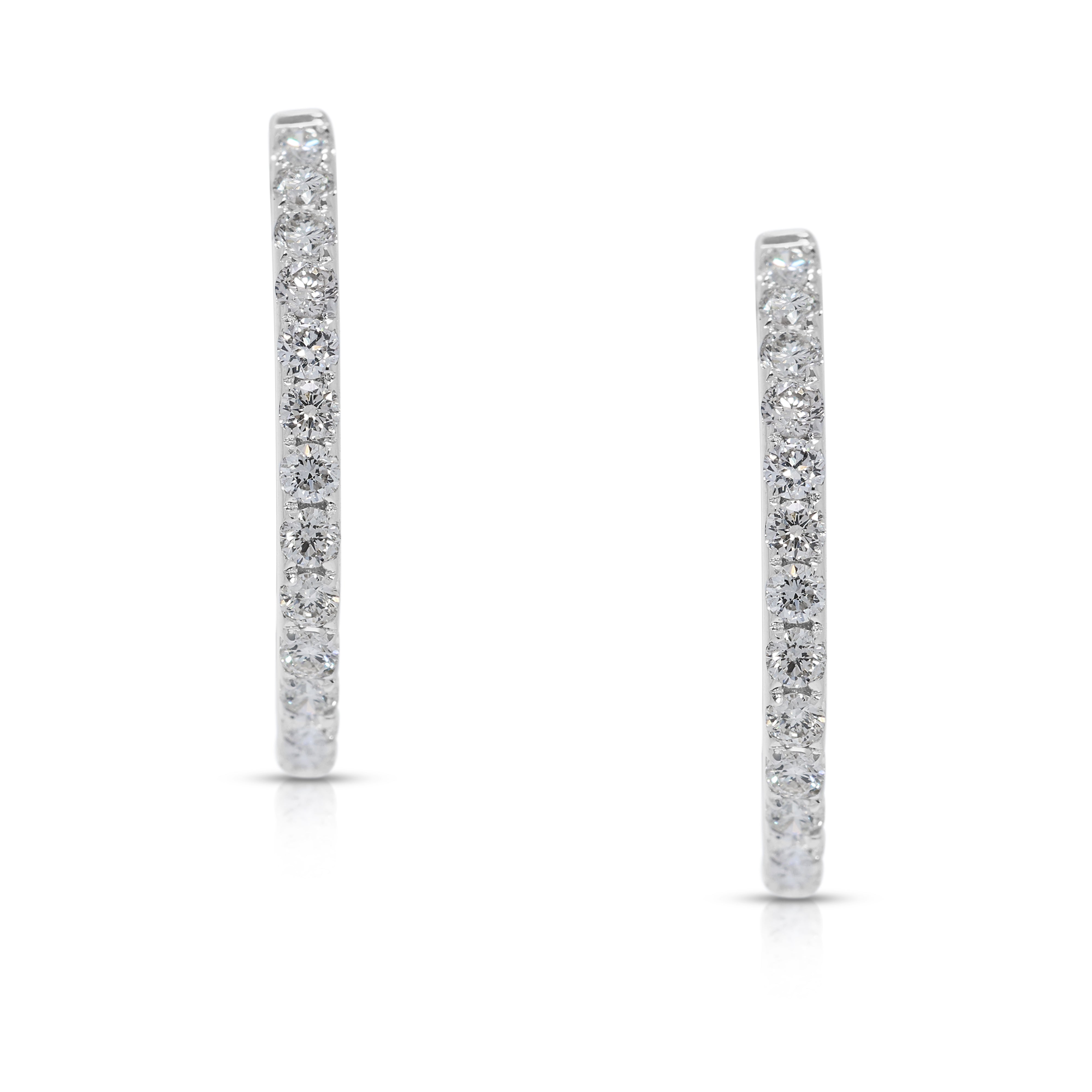 Resplendent 0.75ct Natural Diamonds Hoop Earrings in 18K White Gold