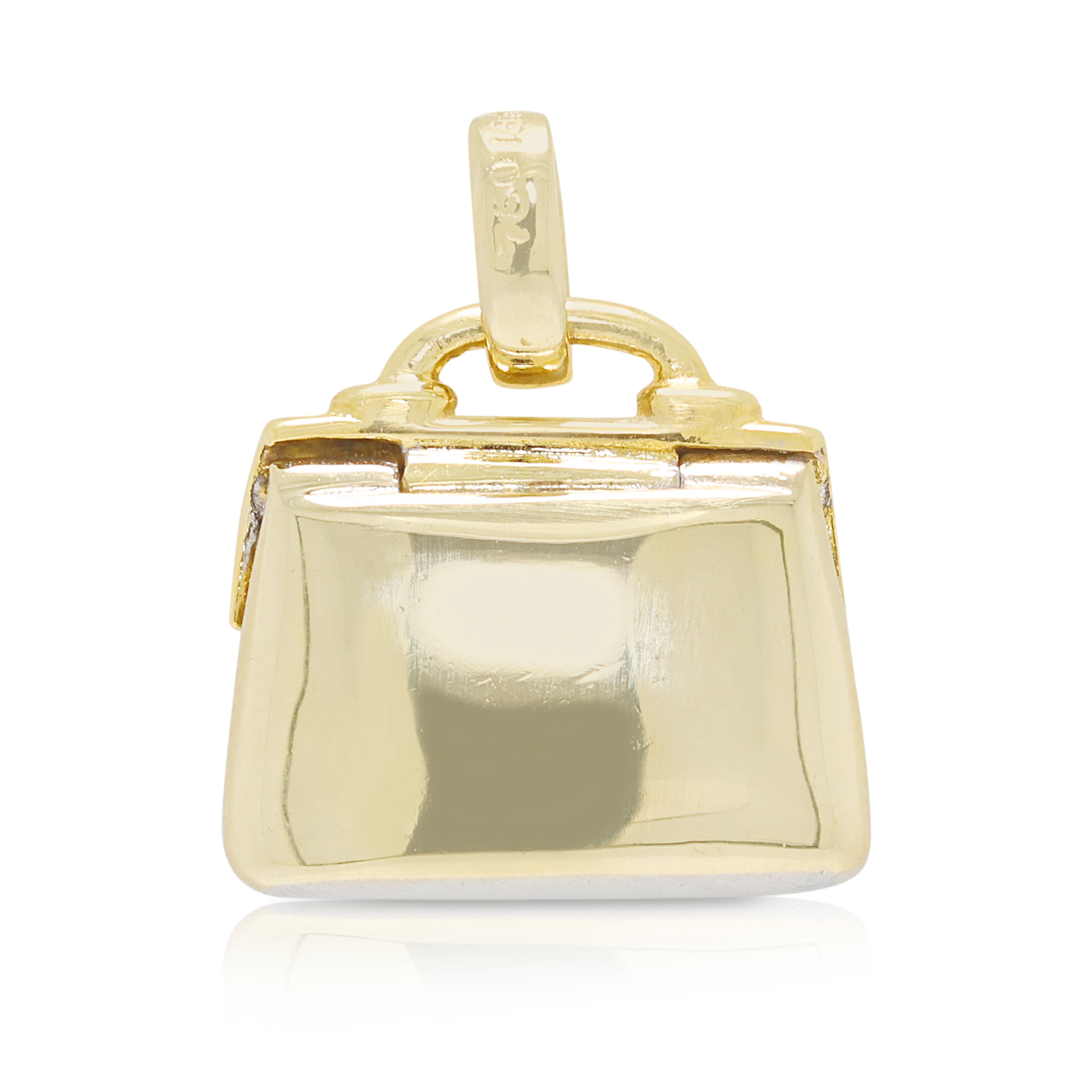 Charming 0.01ct Natural Diamond Handbag Pendant in 18K Two-Tone Gold