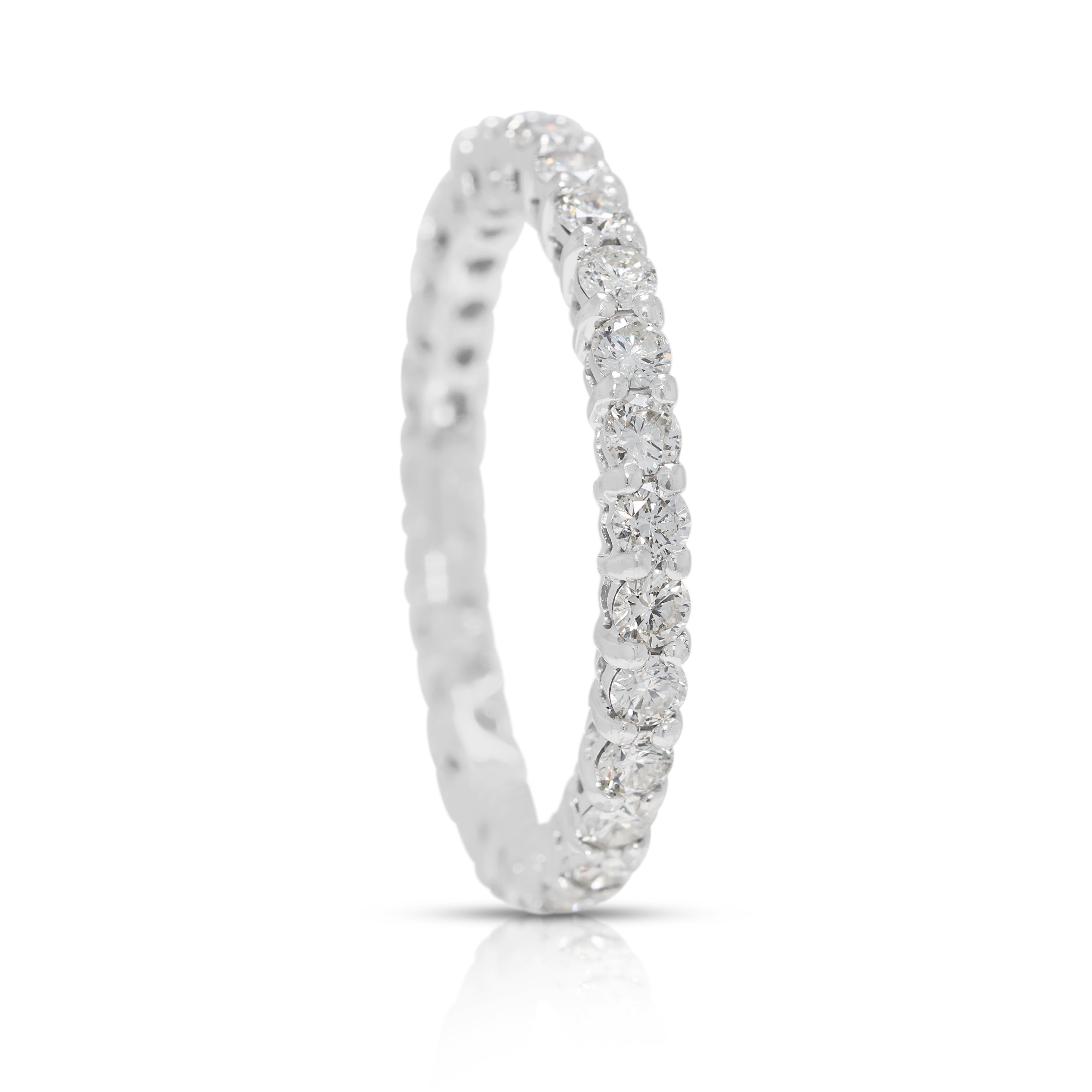 Timeless 1.08ct Natural Diamonds Eternity Ring in 14K White Gold (Unworn)