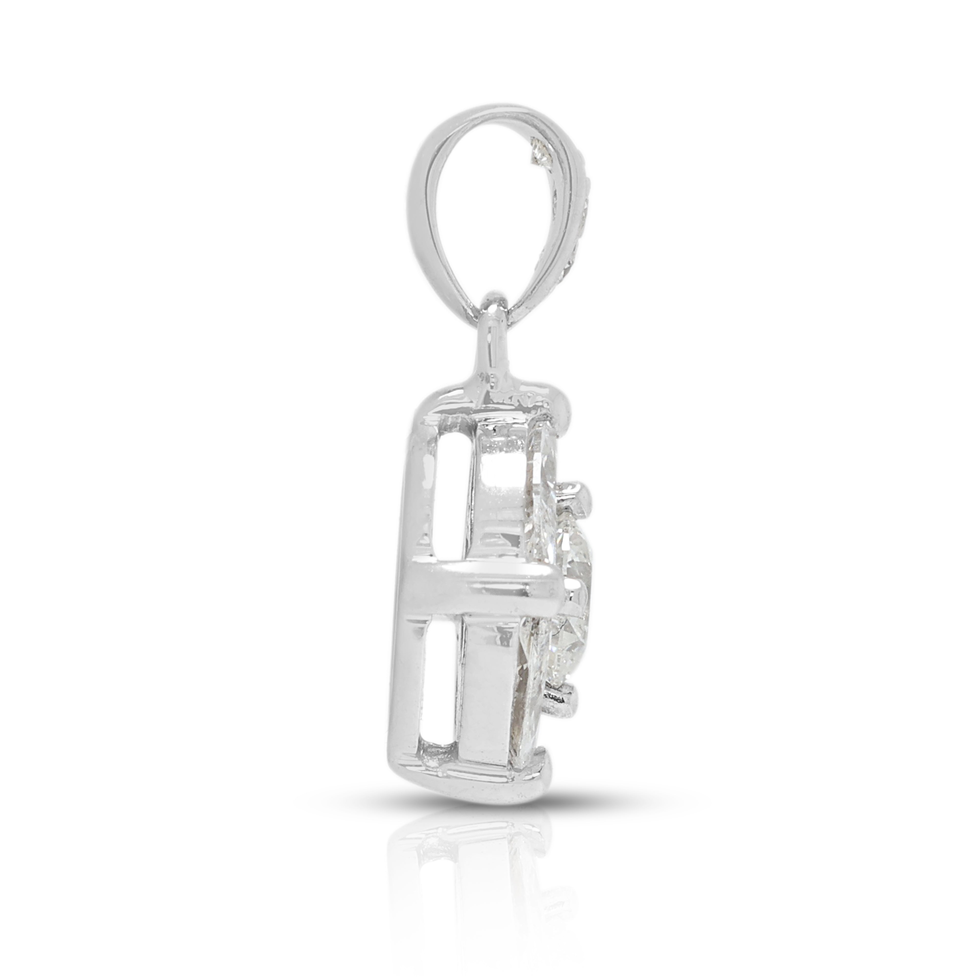 Exquisite 1.07ct Natural Diamond Star Cluster Pendant in 18K White Gold