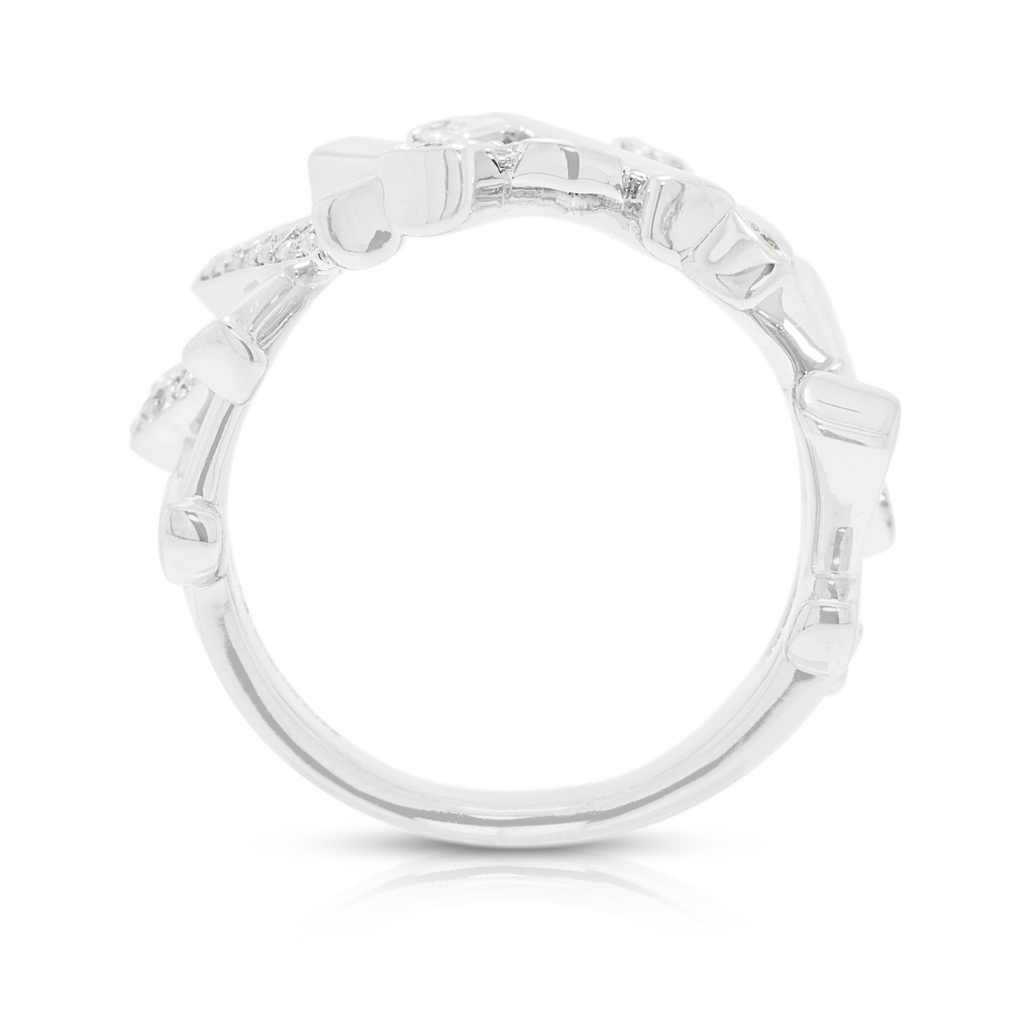 Spectacular 0.61ct Natural Diamond Geometric Statement Ring in 18K White Gold - IGI Certified