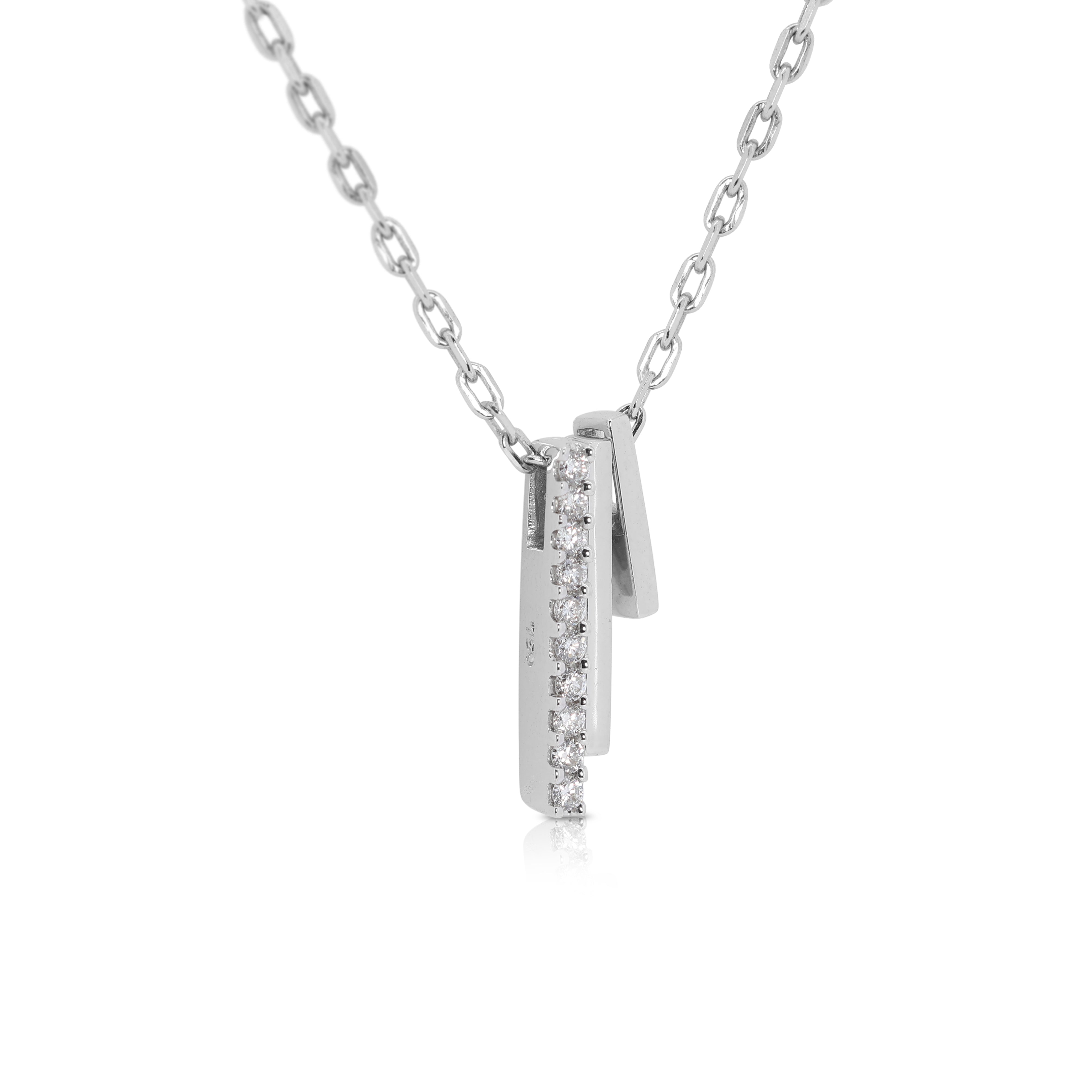 Stylish 0.10 carat Natural Diamond Necklace in 18K White Gold