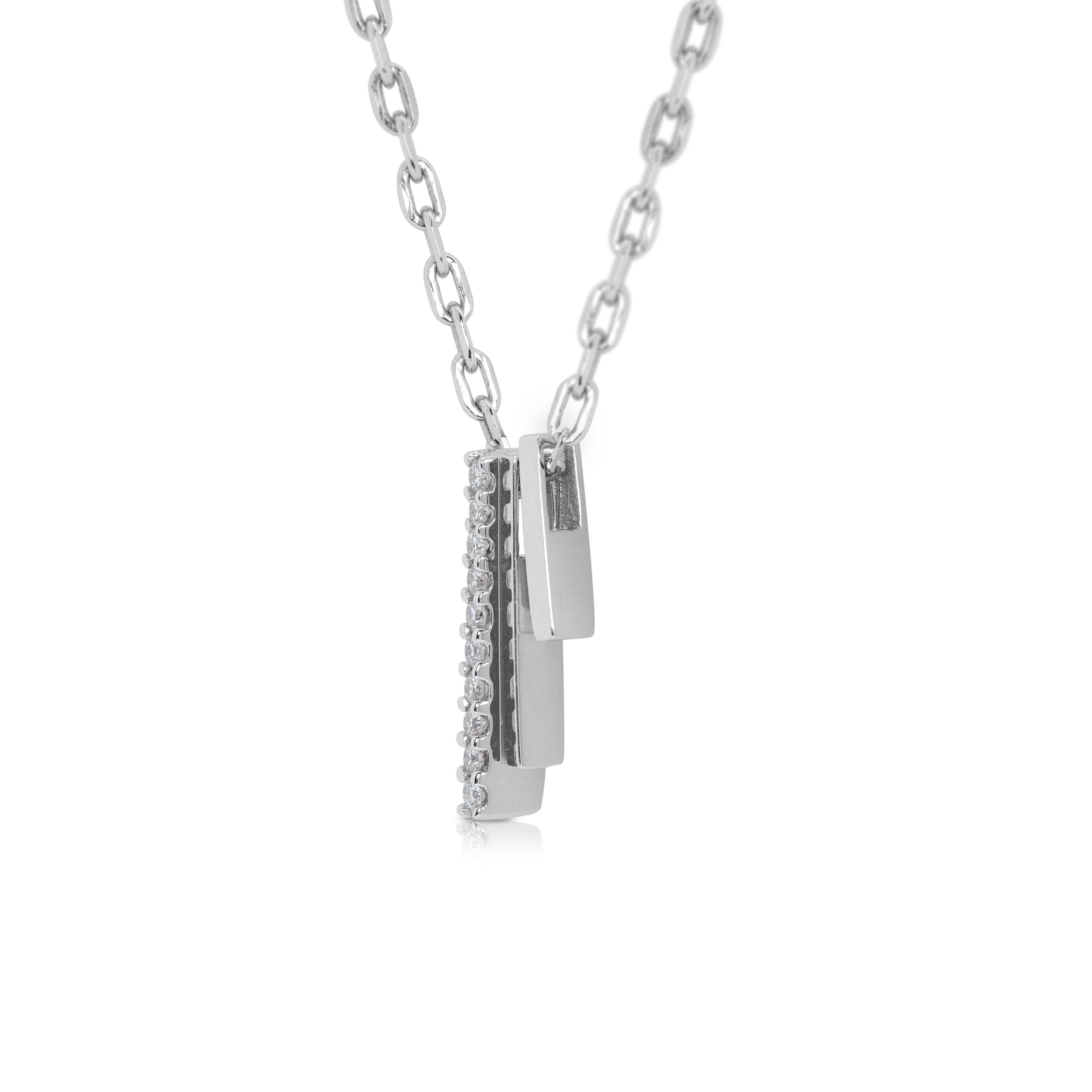 Stylish 0.10 carat Natural Diamond Necklace in 18K White Gold