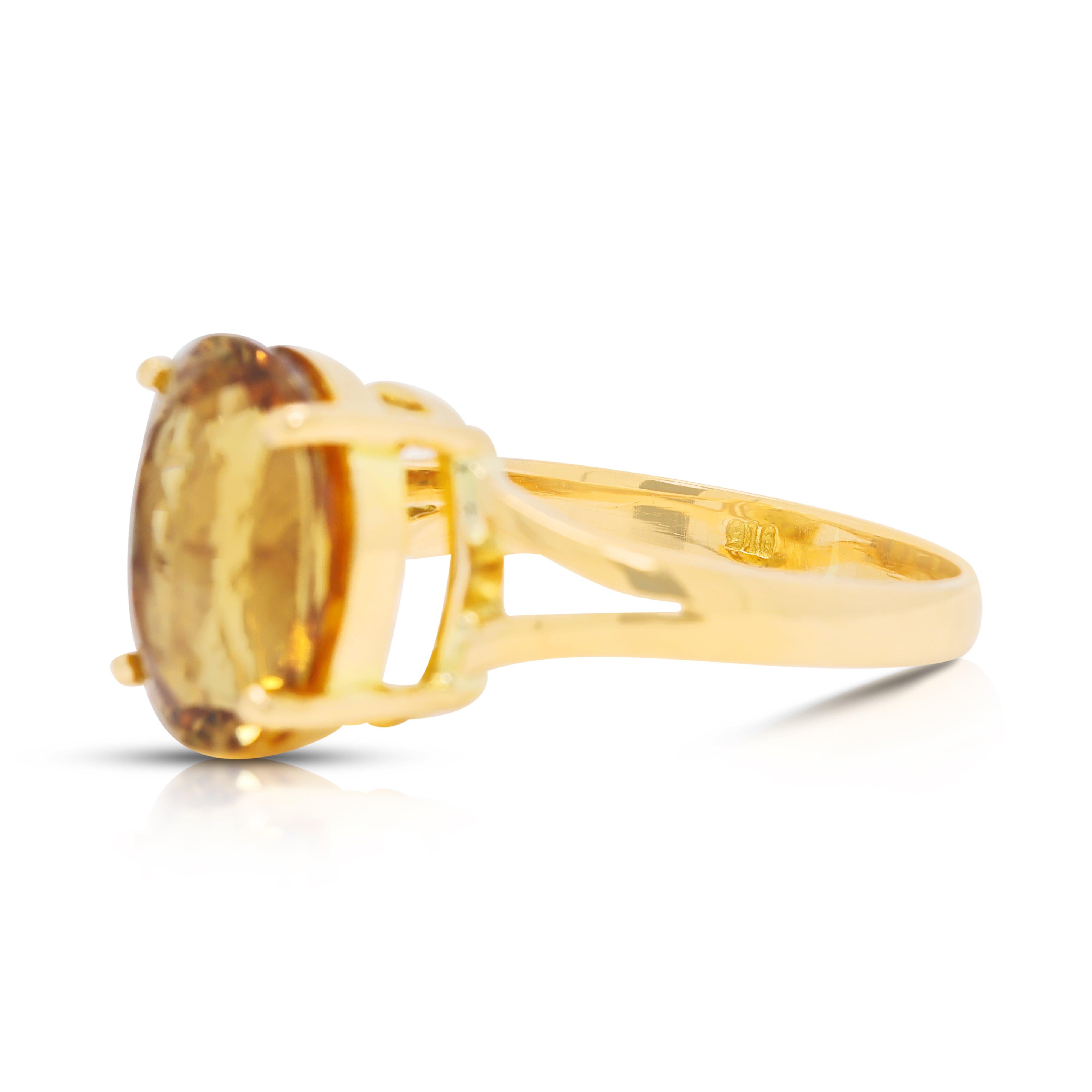 Spectacular 9.13ct Citrine Split Shank Ring in 21K Yellow Gold