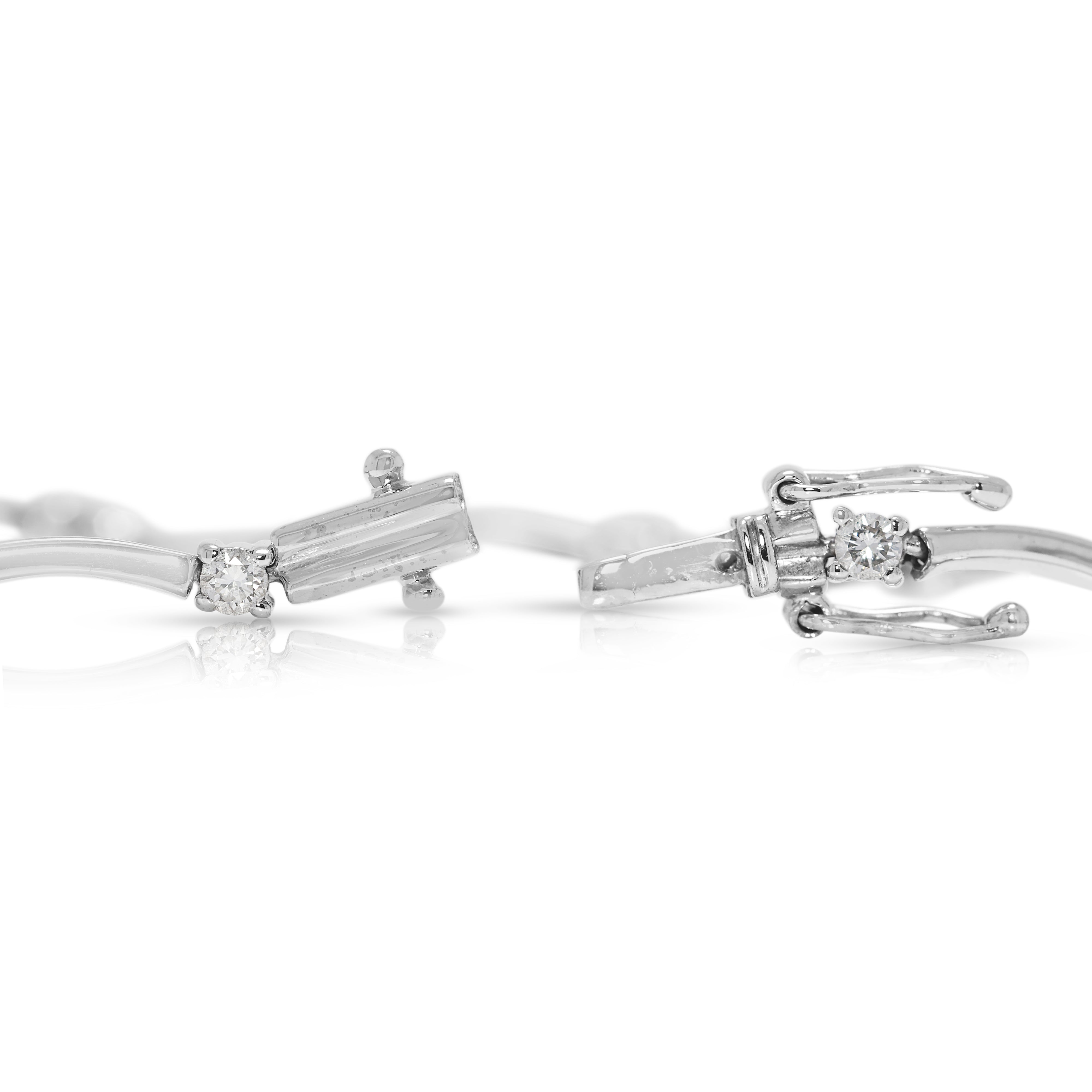 Elegant 0.56ct Natural Diamond Wave Bracelet in 18K White Gold