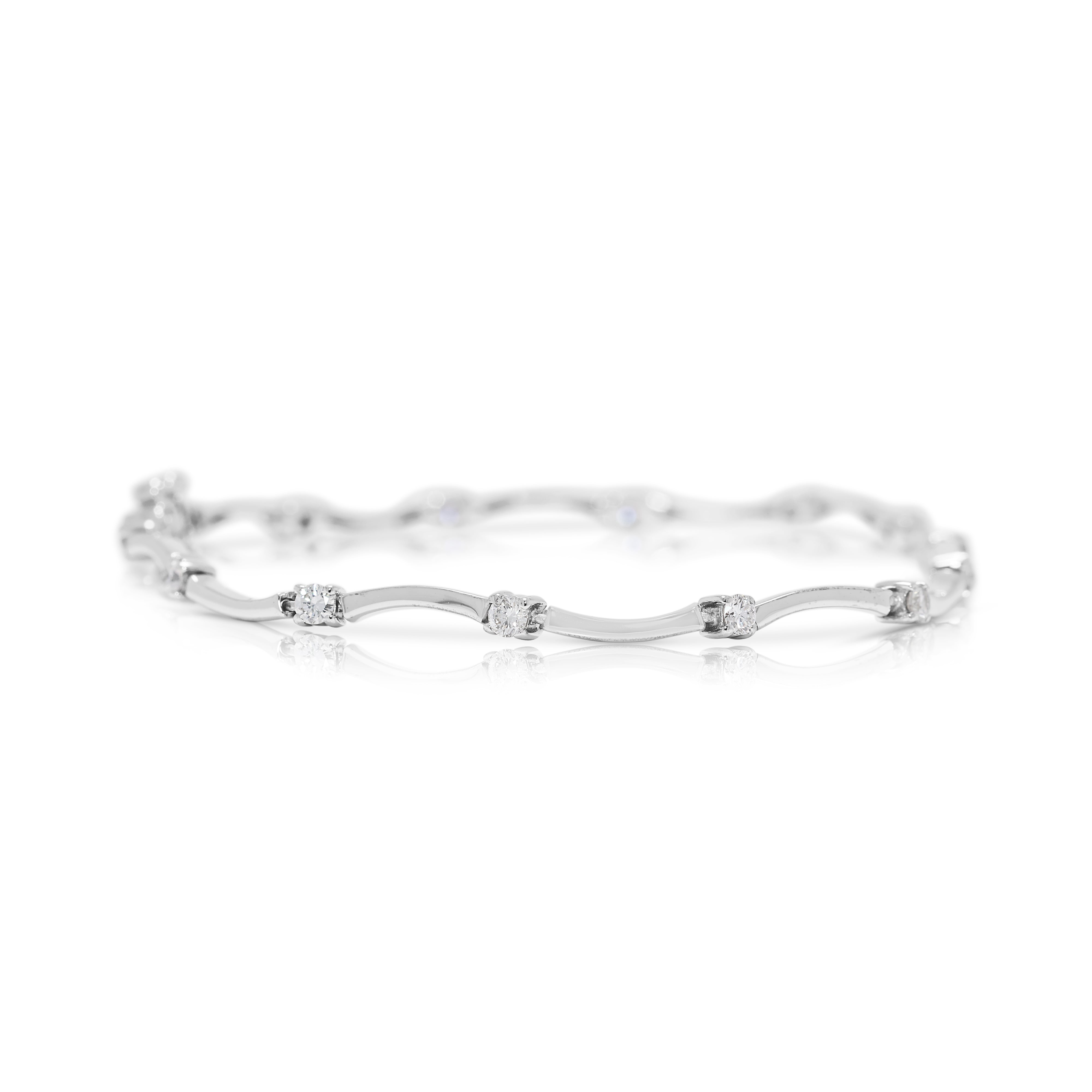 Elegant 0.56ct Natural Diamond Wave Bracelet in 18K White Gold