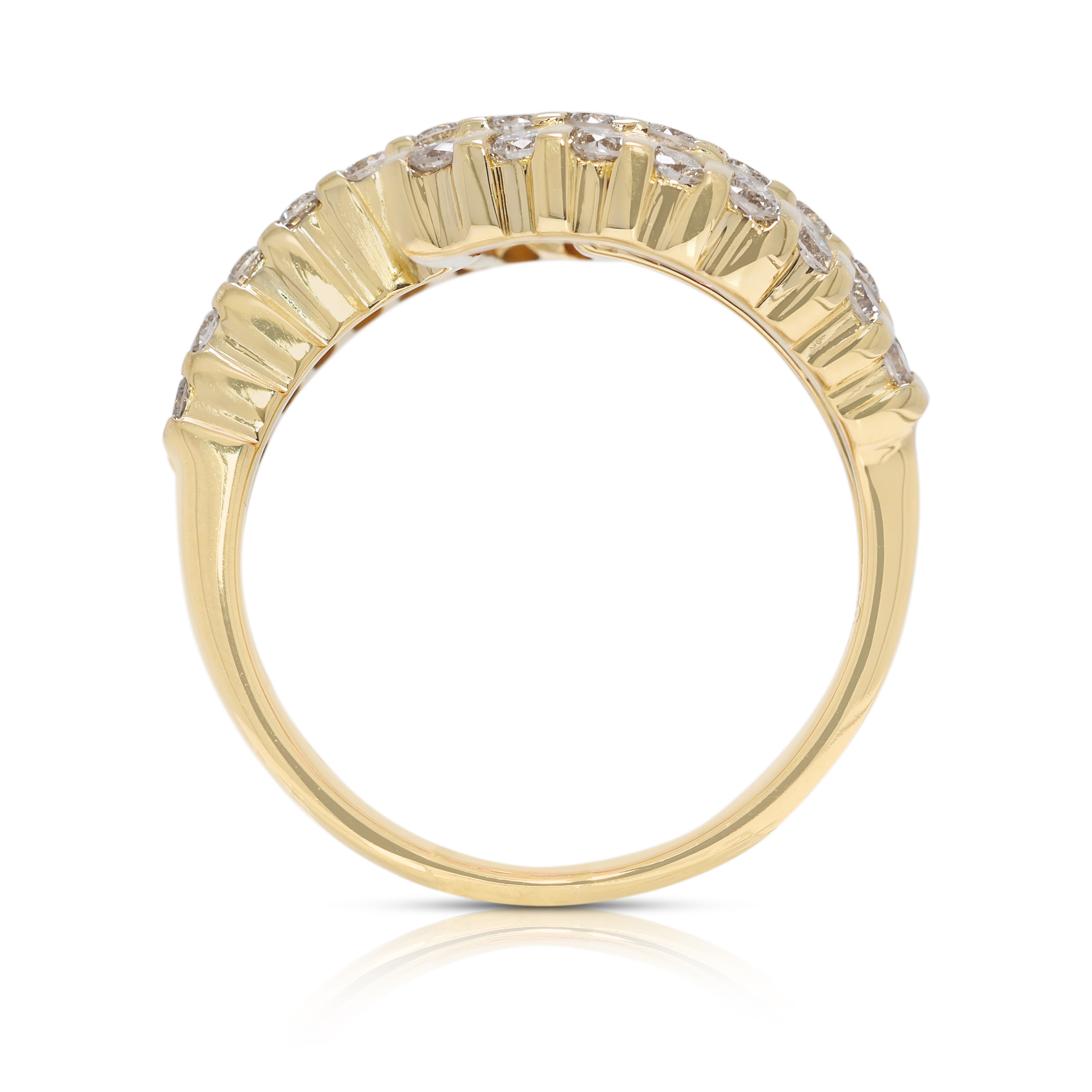 Striking 2.36ct Ruby & Natural Diamond Wave Ring in 18K Yellow Gold