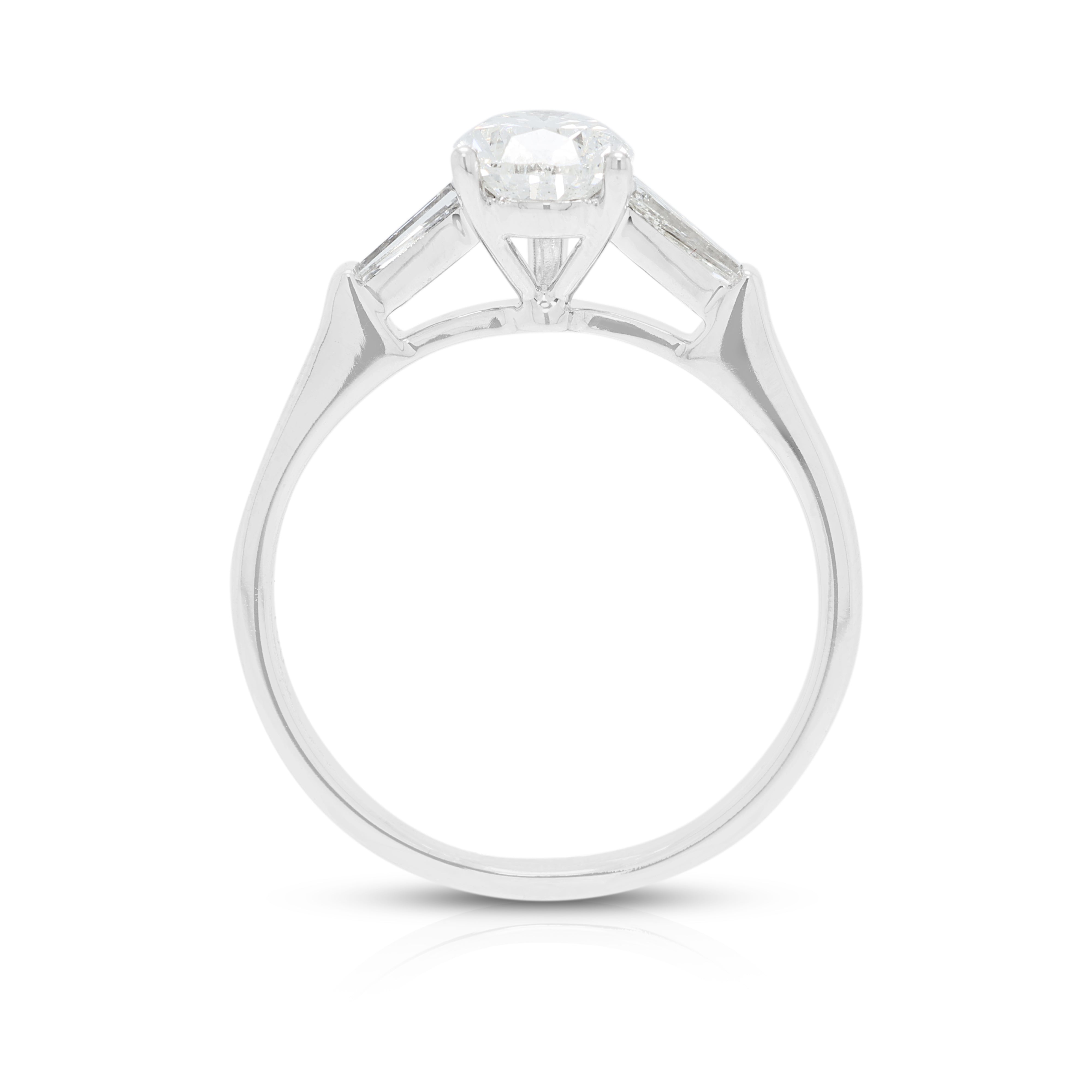 Breathtaking 1.33ct Natural Diamond Three-Stone Ring in 18K White Gold