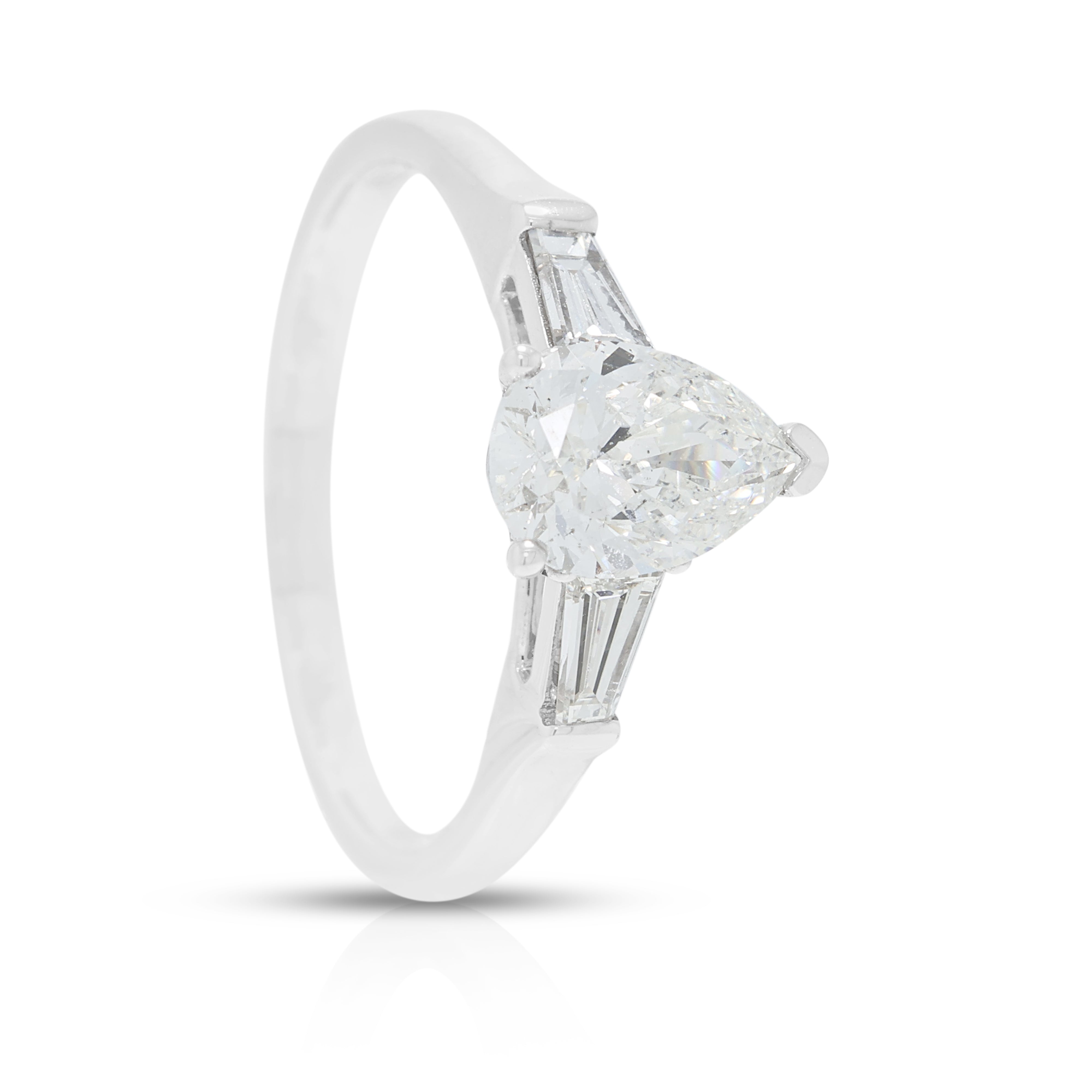 Breathtaking 1.33ct Natural Diamond Three-Stone Ring in 18K White Gold
