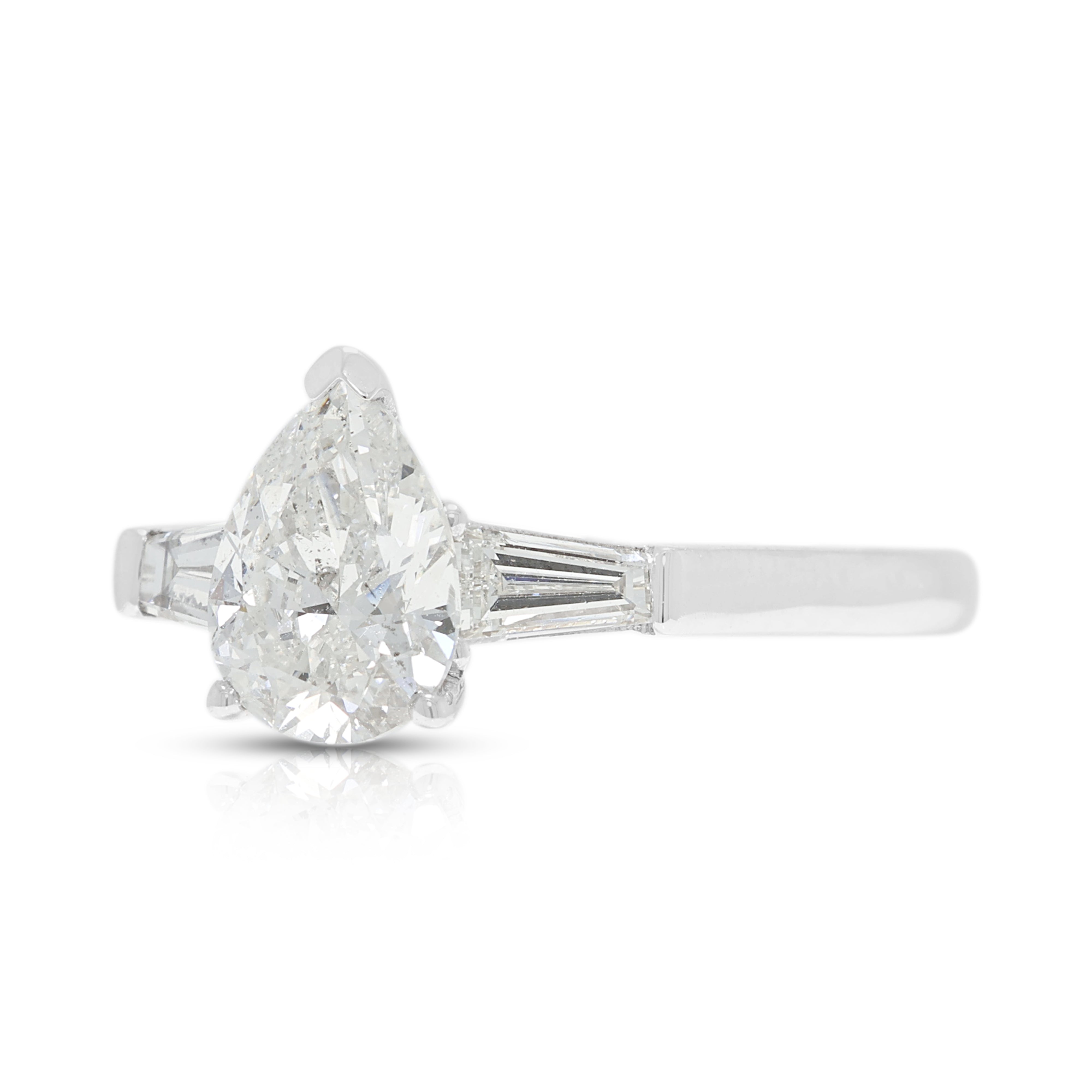 Breathtaking 1.33ct Natural Diamond Three-Stone Ring in 18K White Gold