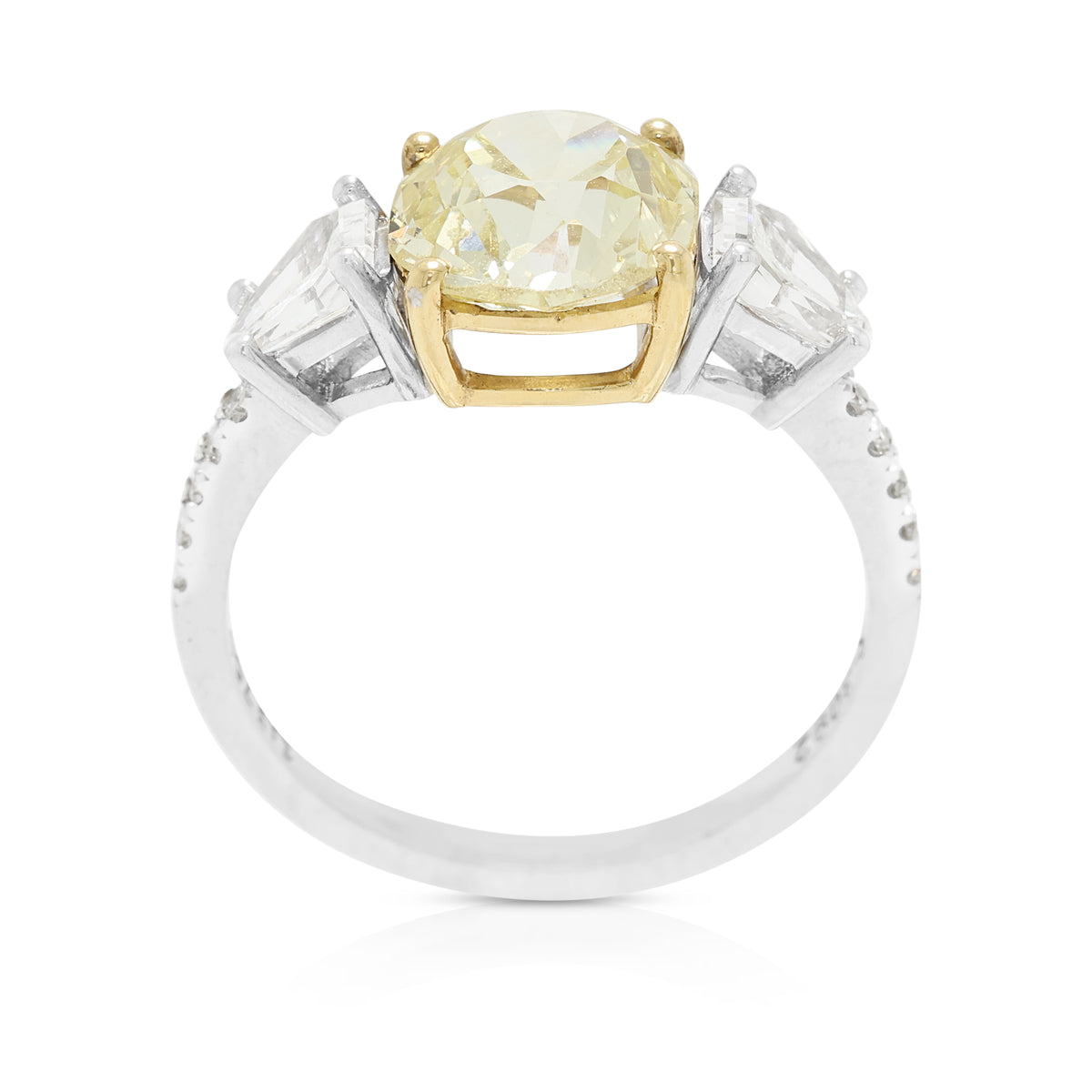 Captivating 3.26ct Diamonds 3-Stone Ring in 18k White & Yellow Gold