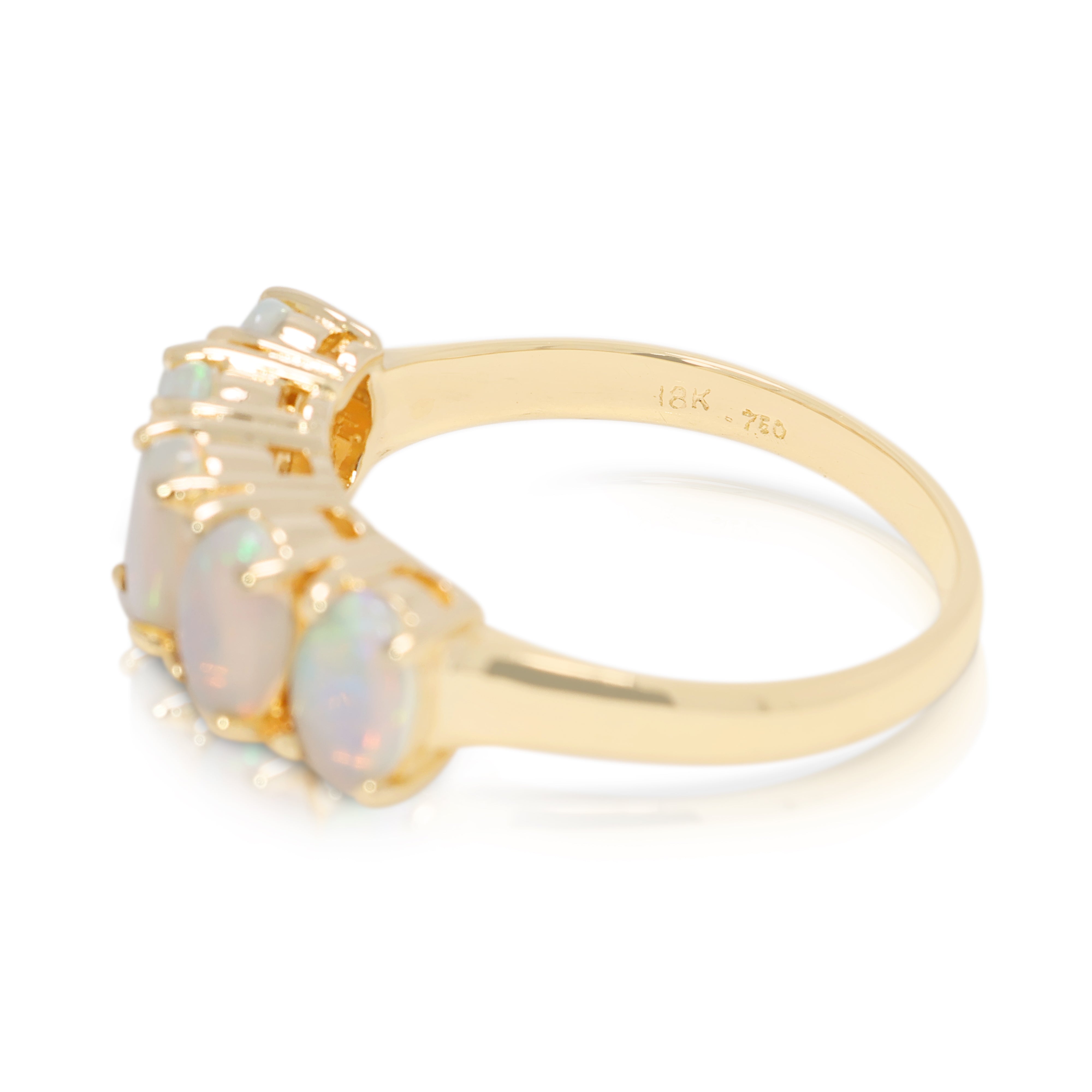 Eye-catching 5-Stone Opal Ring in 18K Yellow Gold