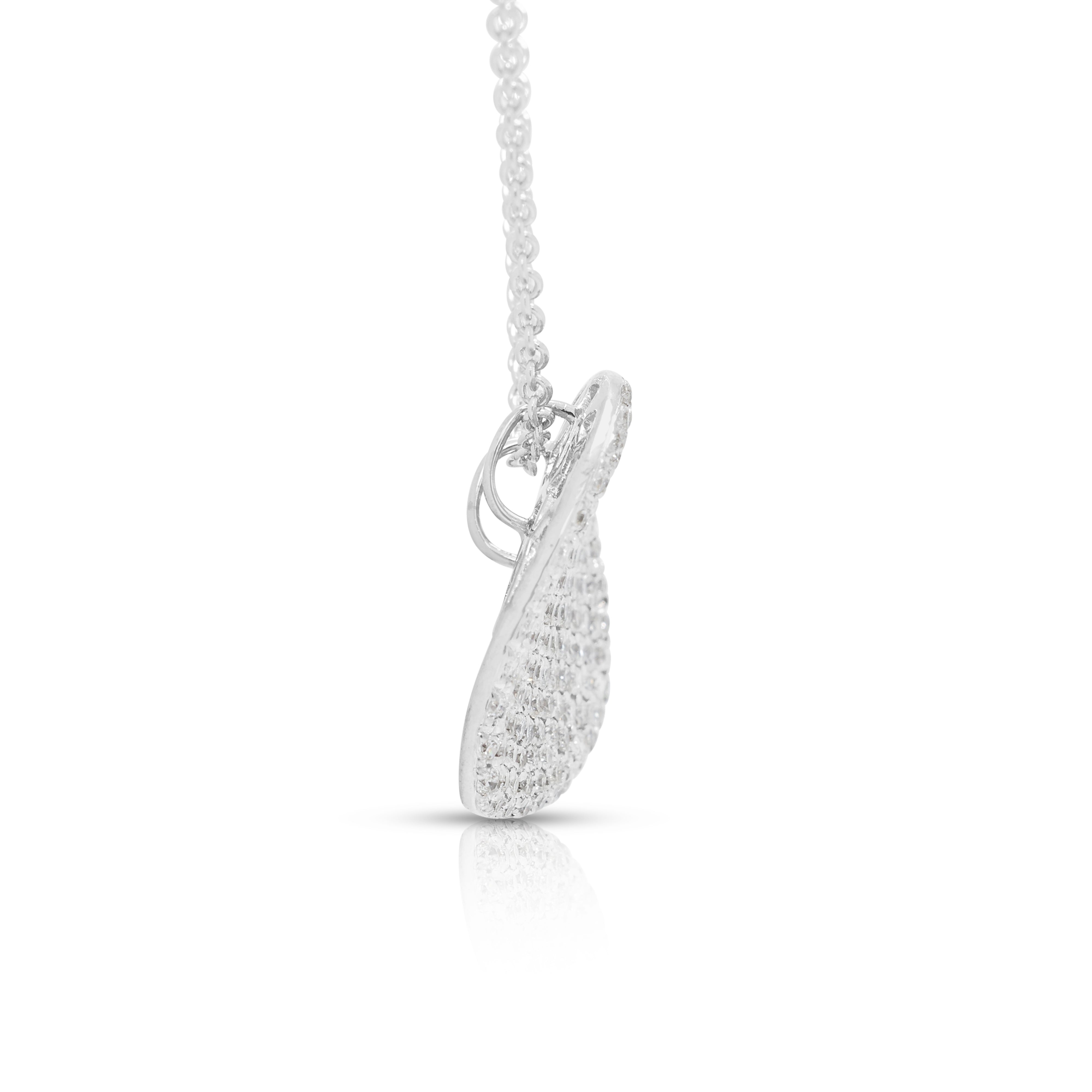 Romantic 0.50ct Natural Diamond Pavé Heart Pendant Necklace in 18K White Gold