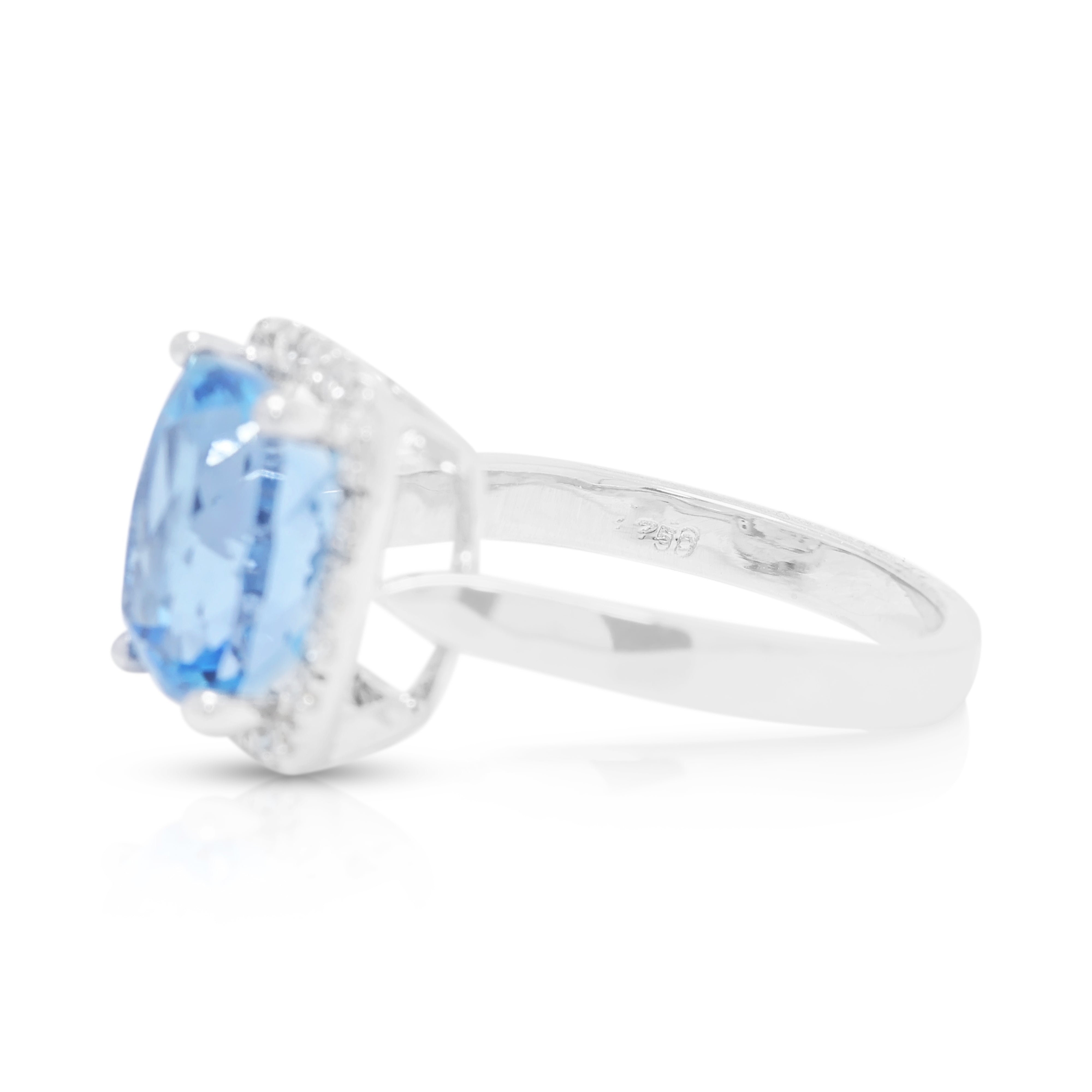 Alluring 5.00ct Topaz and 0.20ct Natural Diamond Halo Ring in 18K White Gold