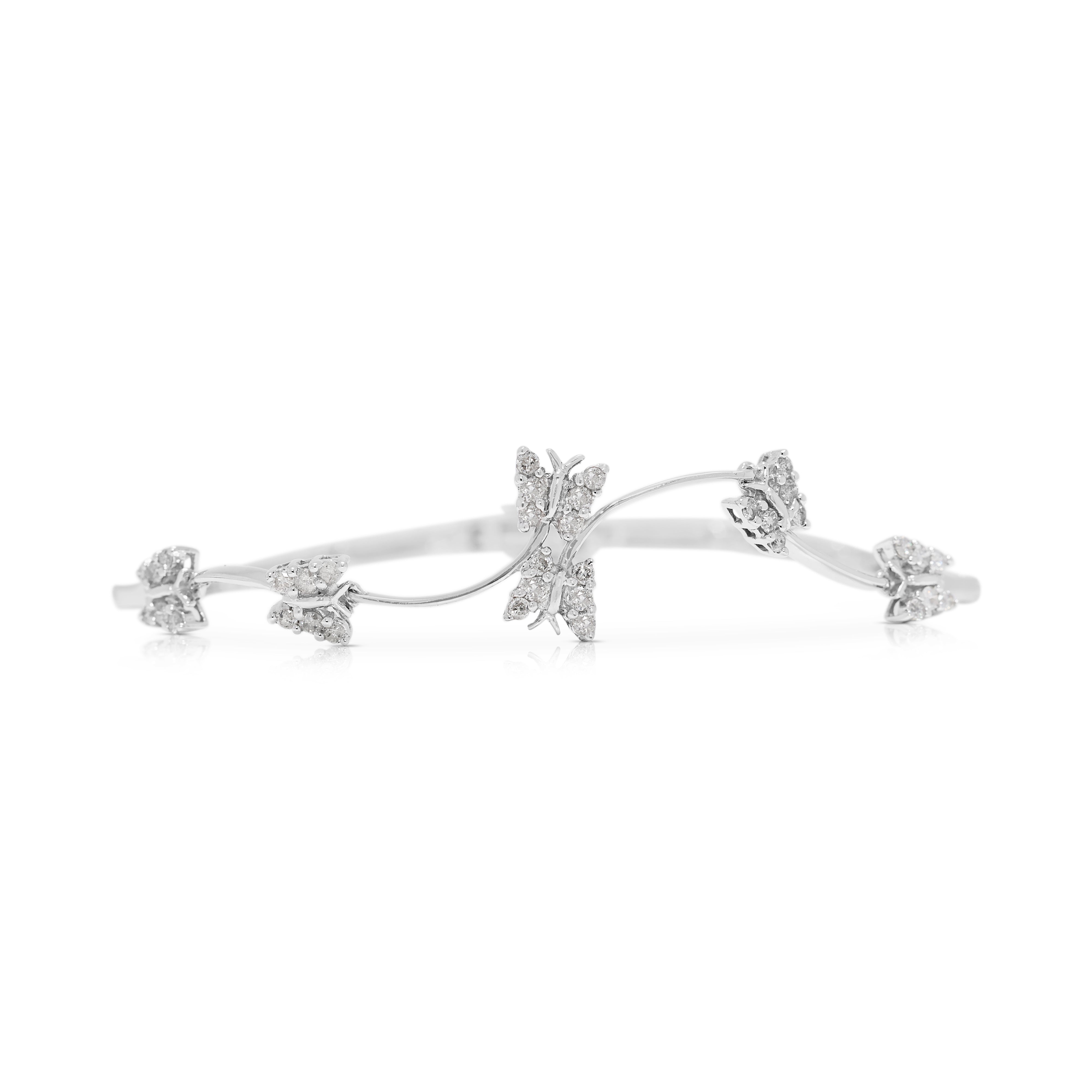 Quirky 0.30ct Natural Diamond Butterfly 18K White Gold Bracelet (Unworn)