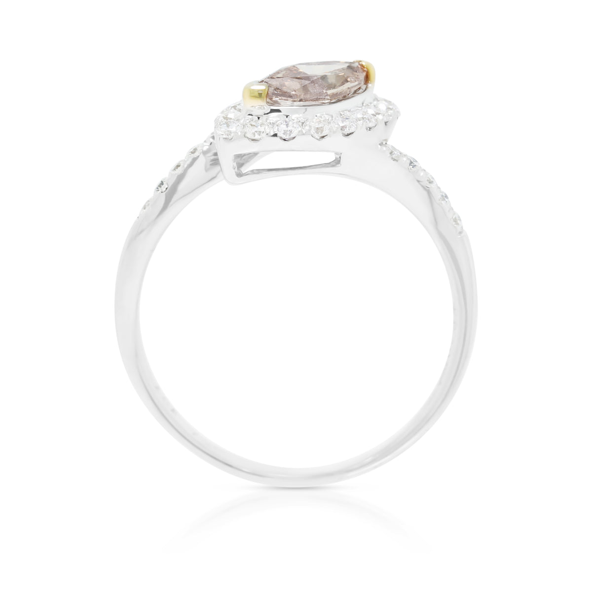 Spectacular 0.83ct Natural Diamond Bypass Halo Ring in 18K Two-Tone Gold - GIA Certified