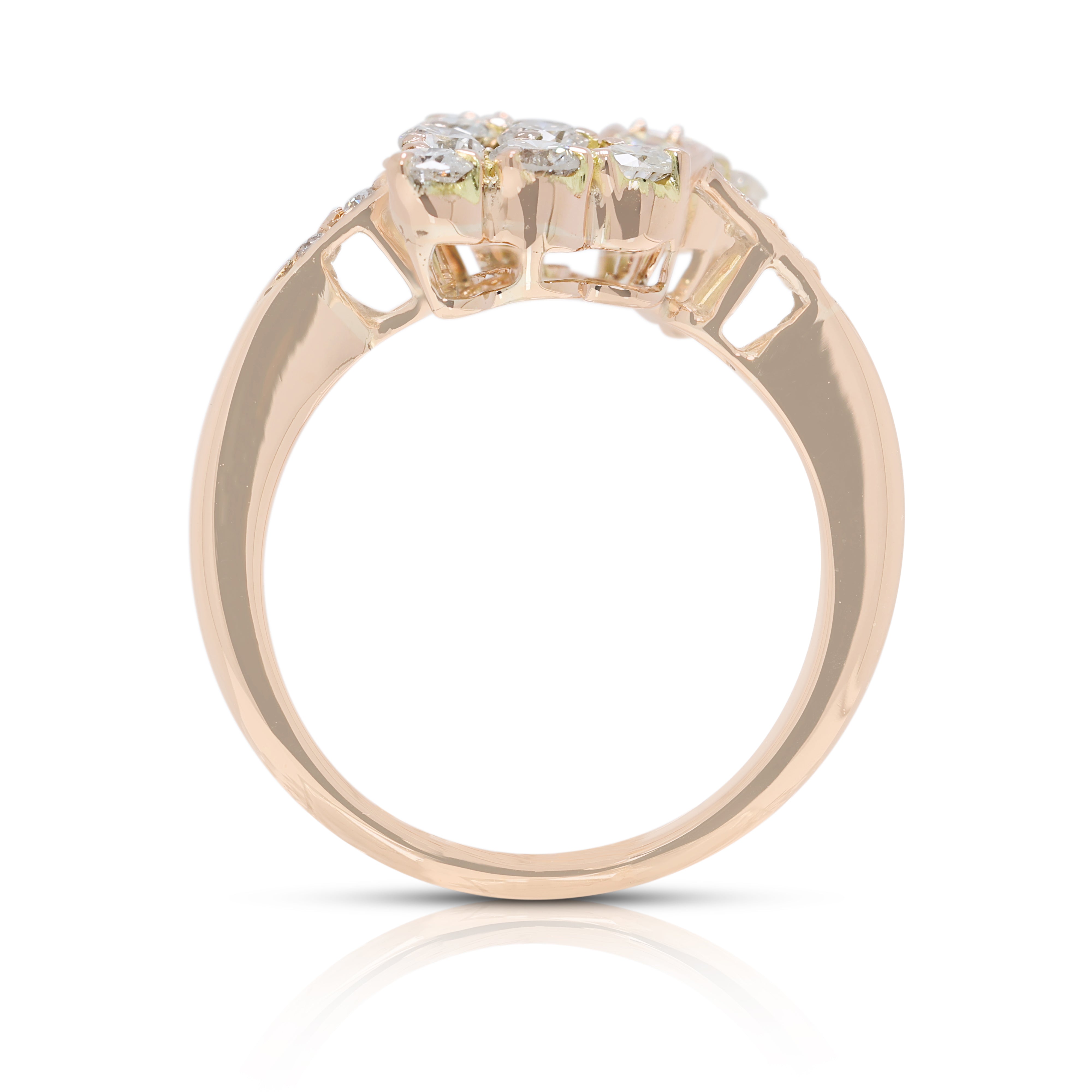 Graceful 0.54ct Natural Diamond Openwork Ring in 14K Yellow Gold
