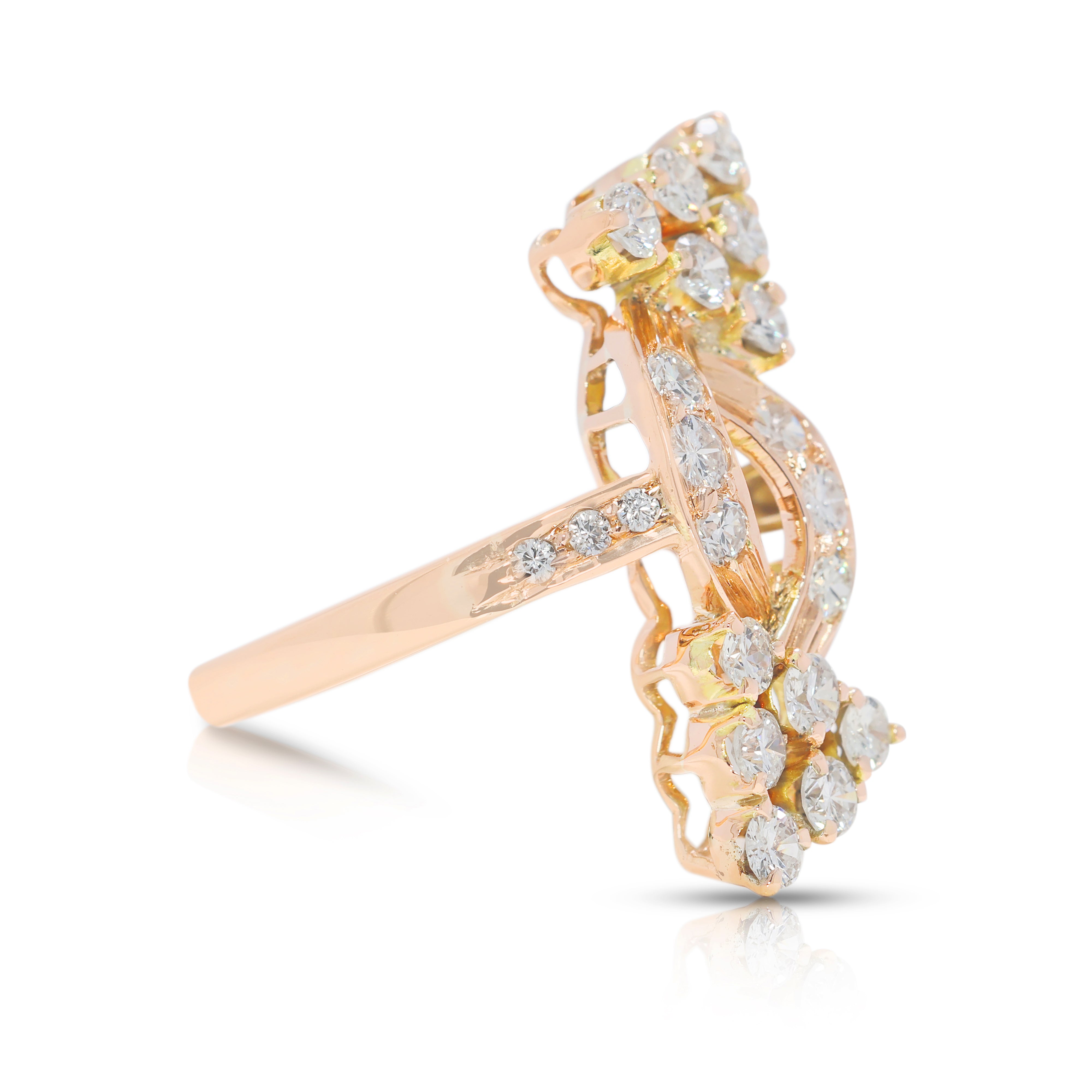 Graceful 0.54ct Natural Diamond Openwork Ring in 14K Yellow Gold