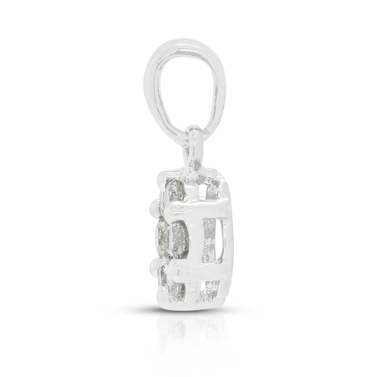 Delicate 0.10ct Natural Diamond Classic Flower Cluster Pendant in 18K White Gold