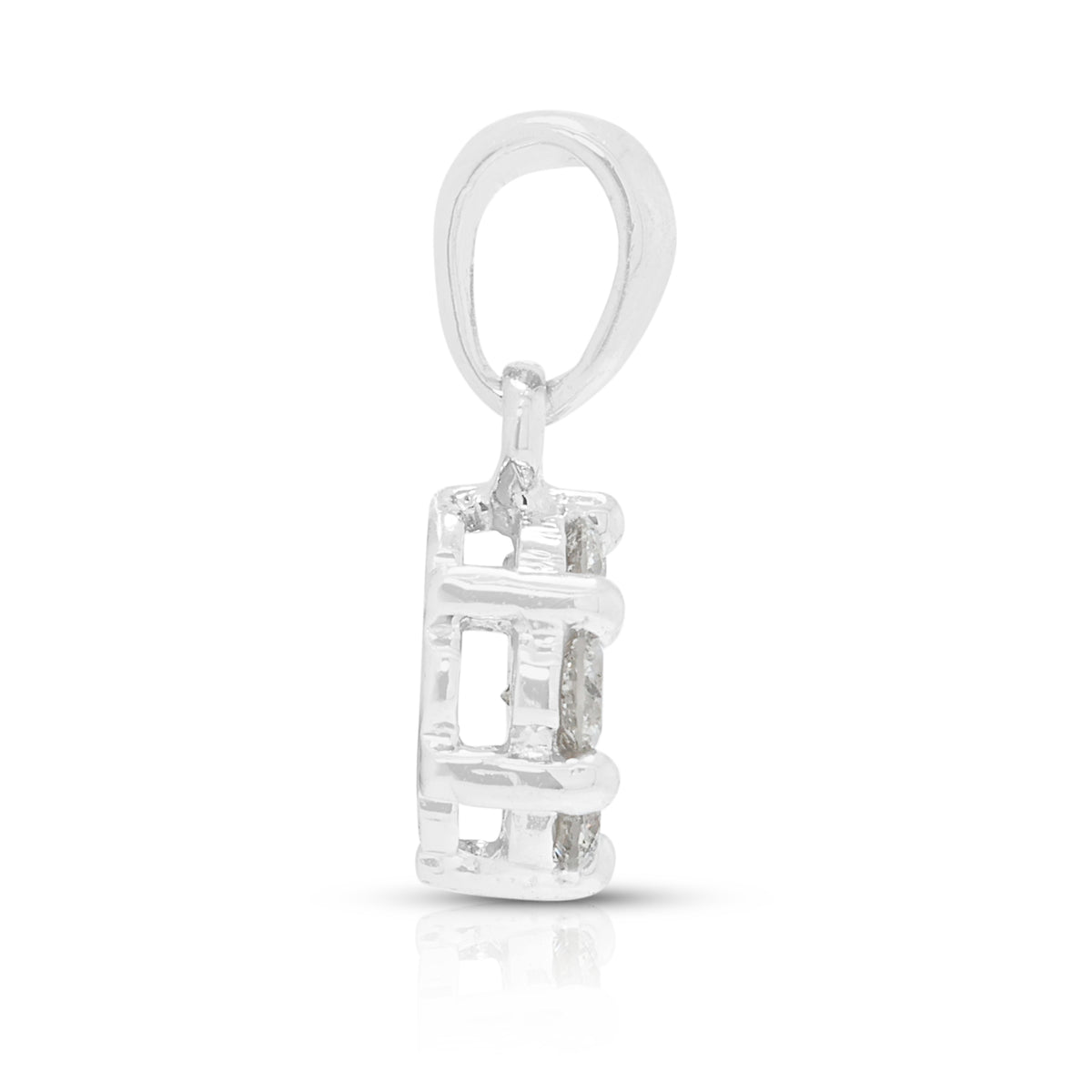 Delicate 0.10ct Natural Diamond Classic Flower Cluster Pendant in 18K White Gold