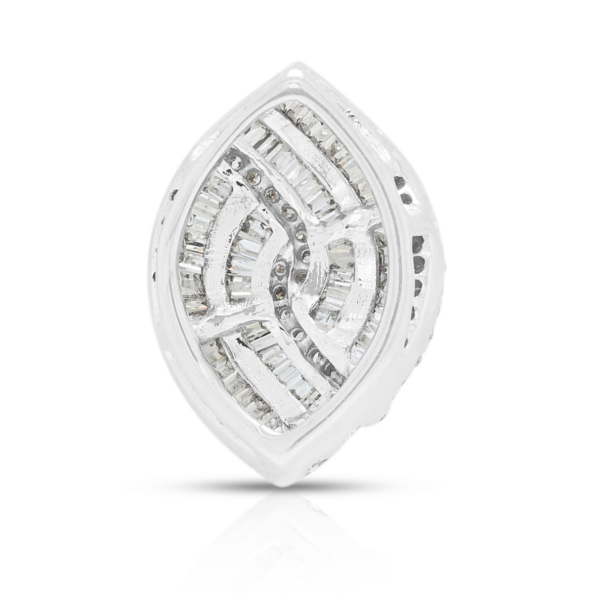 Elegant 0.42ct Natural Diamond Stylized Marquise Wave Pendant in 18K White Gold