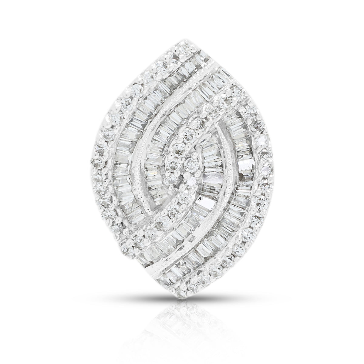 Elegant 0.42ct Natural Diamond Stylized Marquise Wave Pendant in 18K White Gold